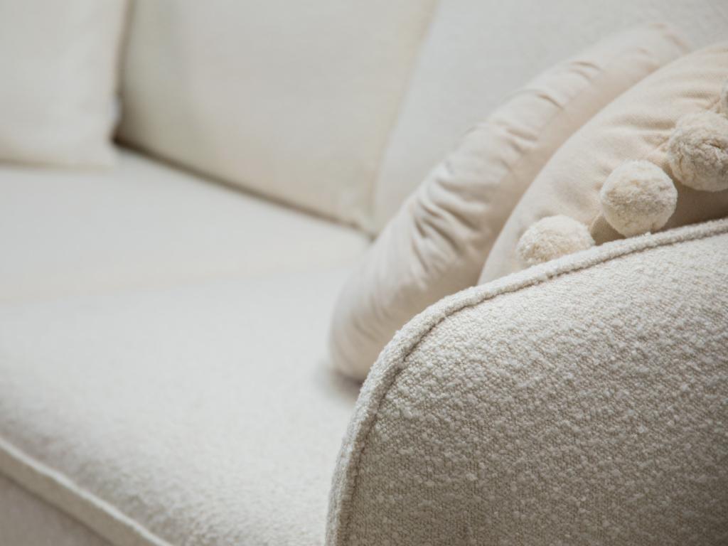 Sillón Confortzx de tejido bouclé beige - 97x94x95cm