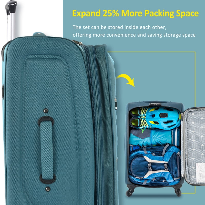 Softside Luggage Expandable 3 Piece Set Suitcase Upright Spinner Softshell Lightweight Luggage Travel Set - Image 58