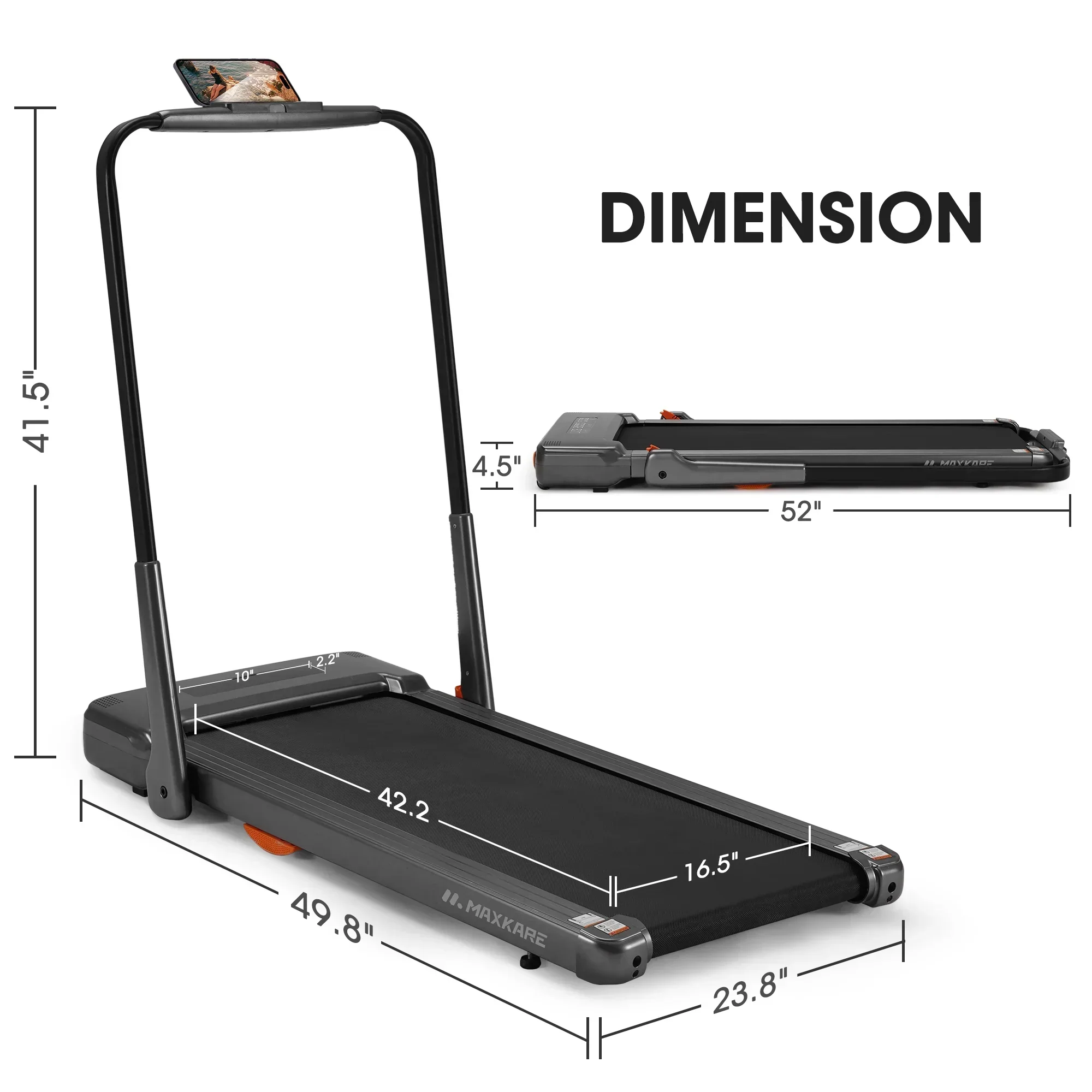MaxKare 2-in-1 Folding Under Desk Treadmill, 2.5HP, 7.5MPH, 265 lbs Capacity - Image 10 MaxKare 2-in-1 Folding Under Desk Treadmill, 2.5HP, 7.5MPH, 265 lbs Capacity - Image 10