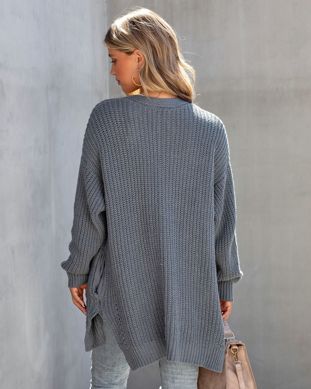Chasin Shadows Oversized Knit Cardigan - Asphalt - SALE - Se7enfashion