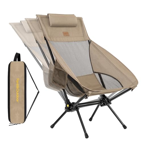 FanttikOutdoor Zeta L8 Max Camping Chair, Portable & Lightweight, Multi-Angle Adjustable, Supports up to 250 lbs, Comfort-Driven Design, High Strength Camping Chair for Travel, Hiking, Fishing (Brown)