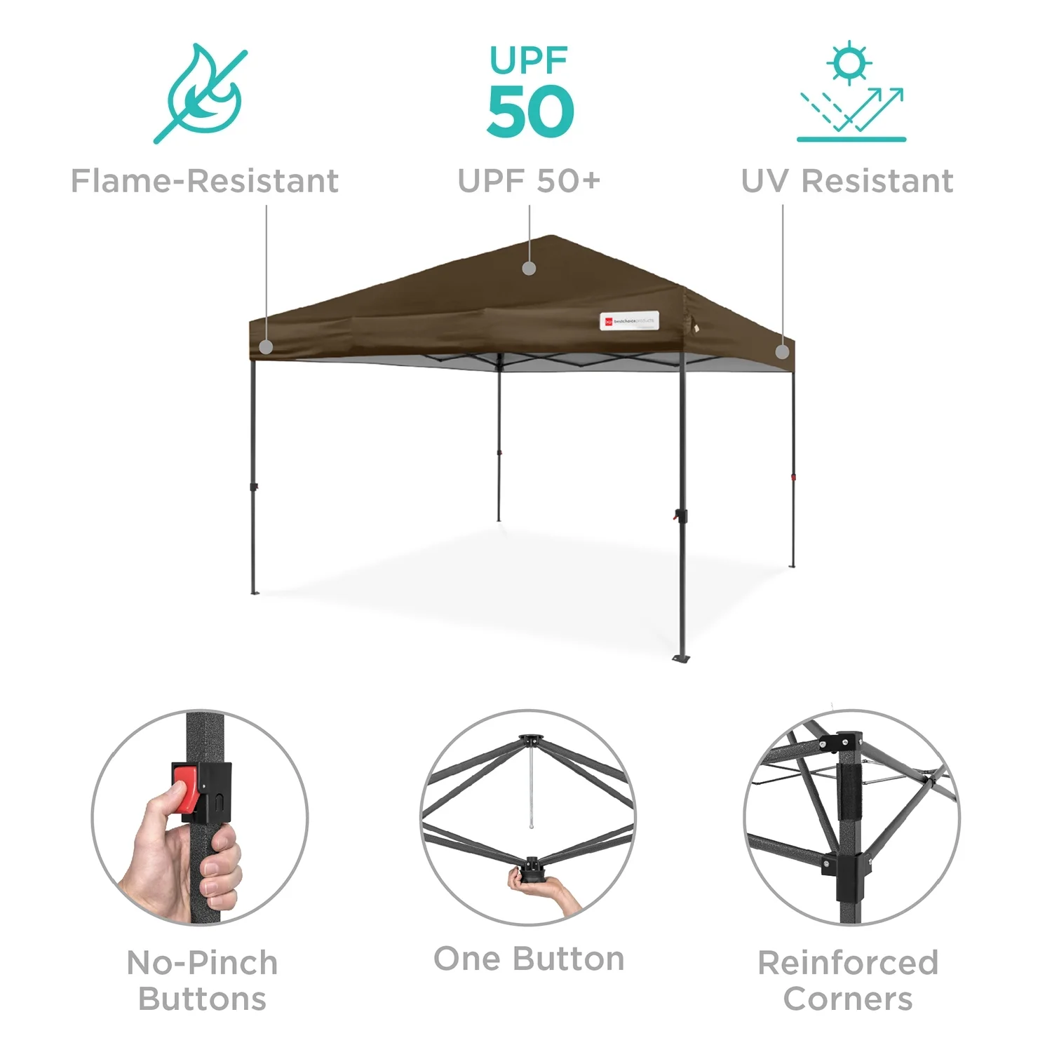Best Choice Products 12x12ft Easy Setup Pop Up Canopy w/ 1-Button Setup, Wheeled Case, 4 Weight Bags - Navy Blue - Image 145