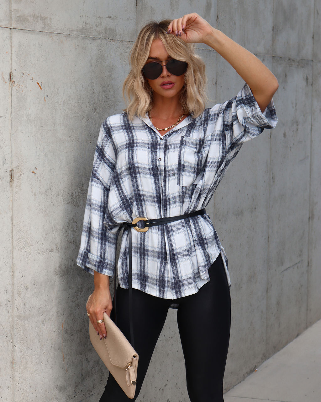Kelsey Plaid Button Down Top - Se7enfashion