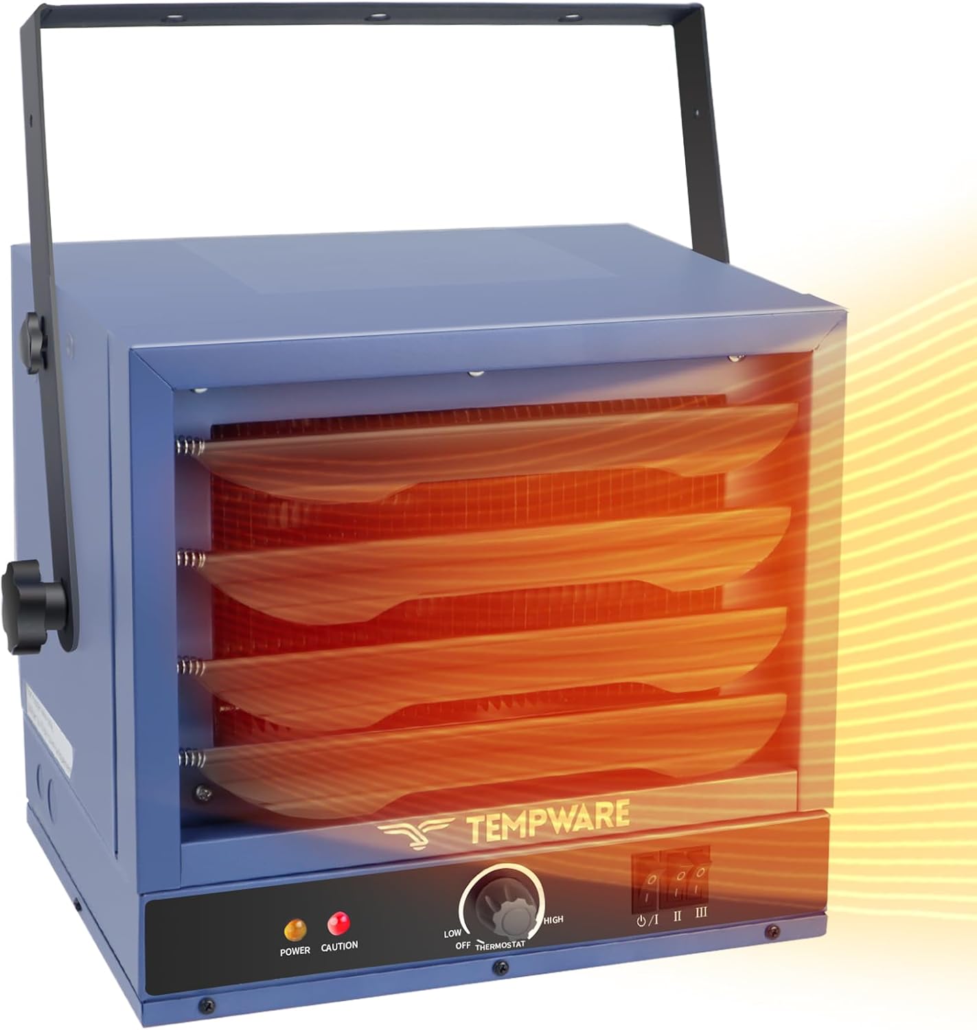 Electric vehicle garage heater, 7500-watt digital display fan-driven ceiling-mounted work area heater, featuring full-function remote control, 240-volt wired installation, with a 12-hour timer, is highly suitable for use in workplaces.