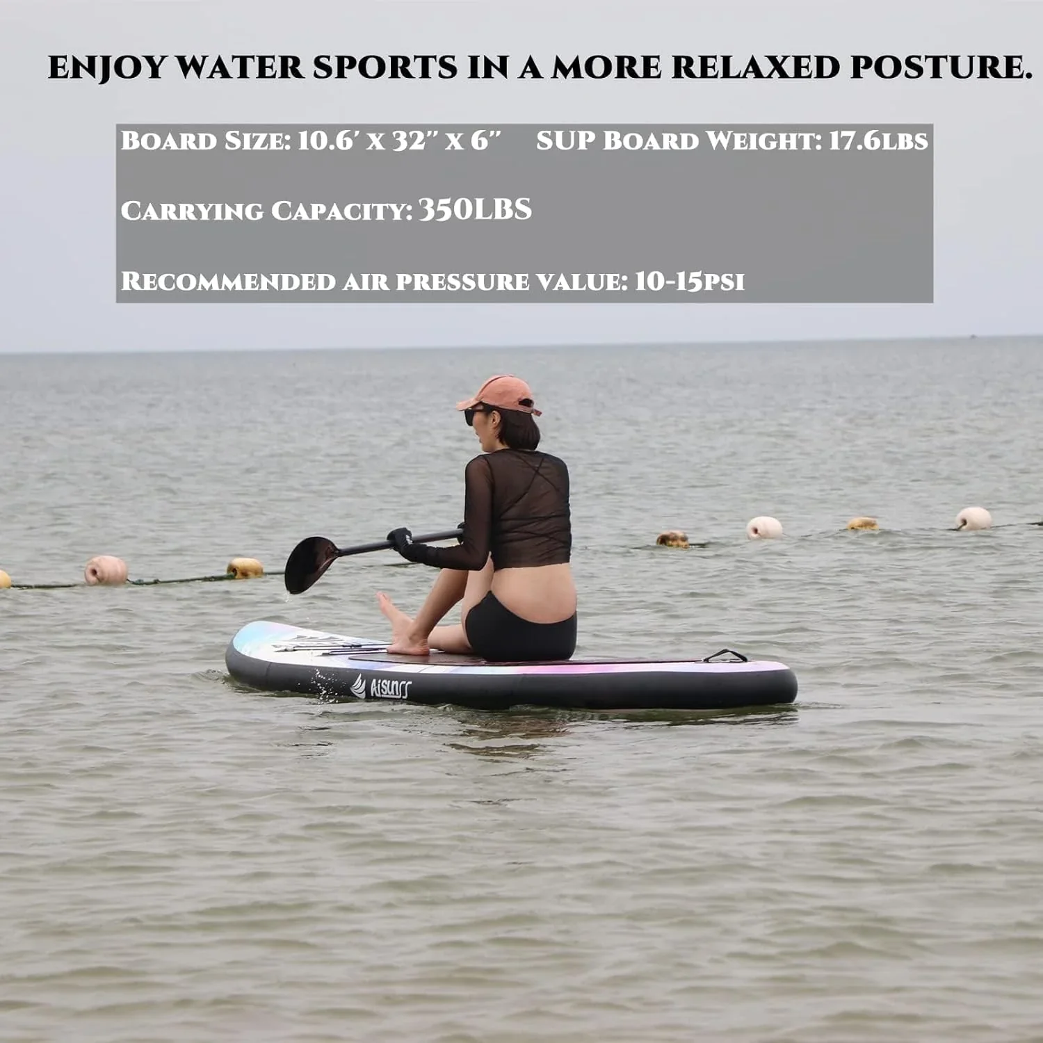 Inflatable wide SUP board with SUP carrying bag hand pump 10L waterproof bag