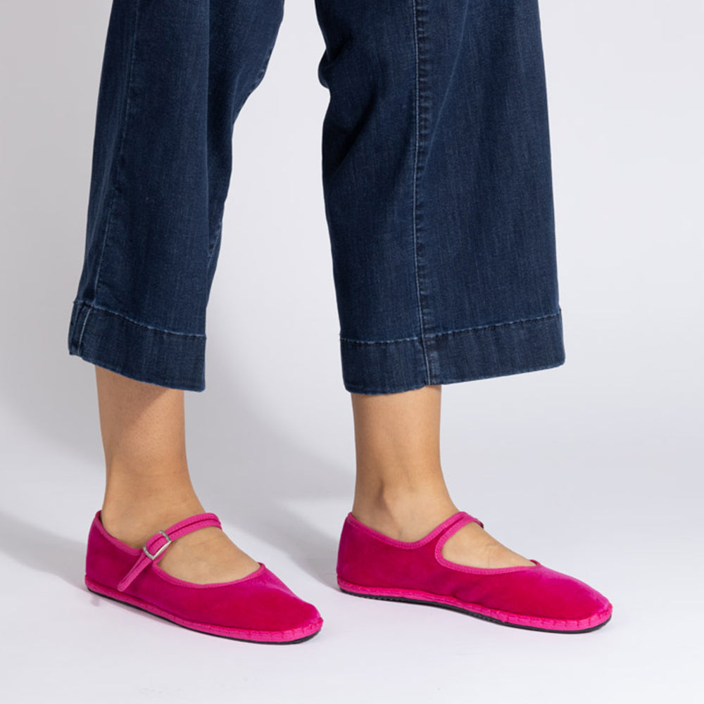 Drogheria Crivellini - Ballerines Jane Velvelt à attache - Fushia