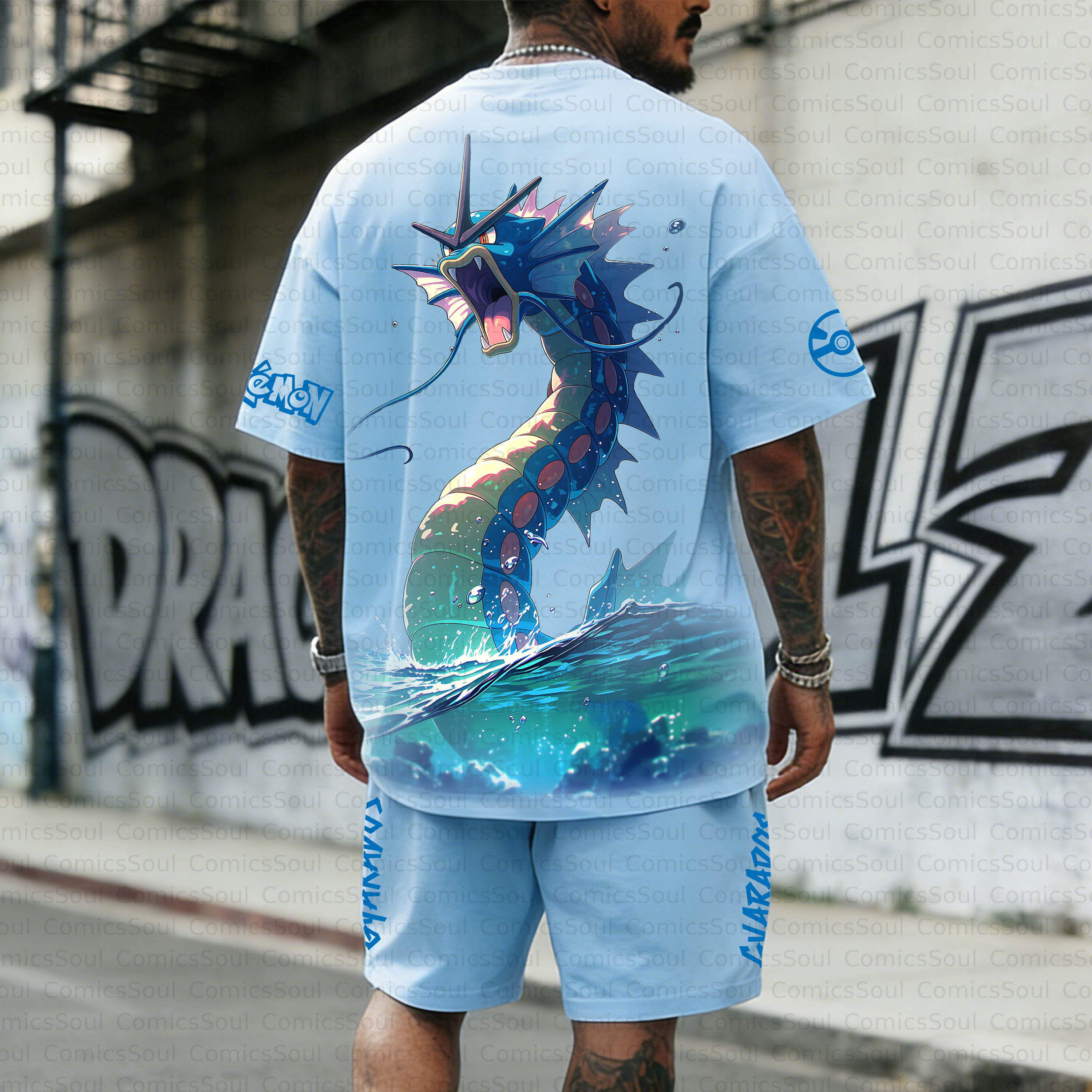 Unisex Anime Inspired Vintage T-shirt& Shorts 2 Pieces Set