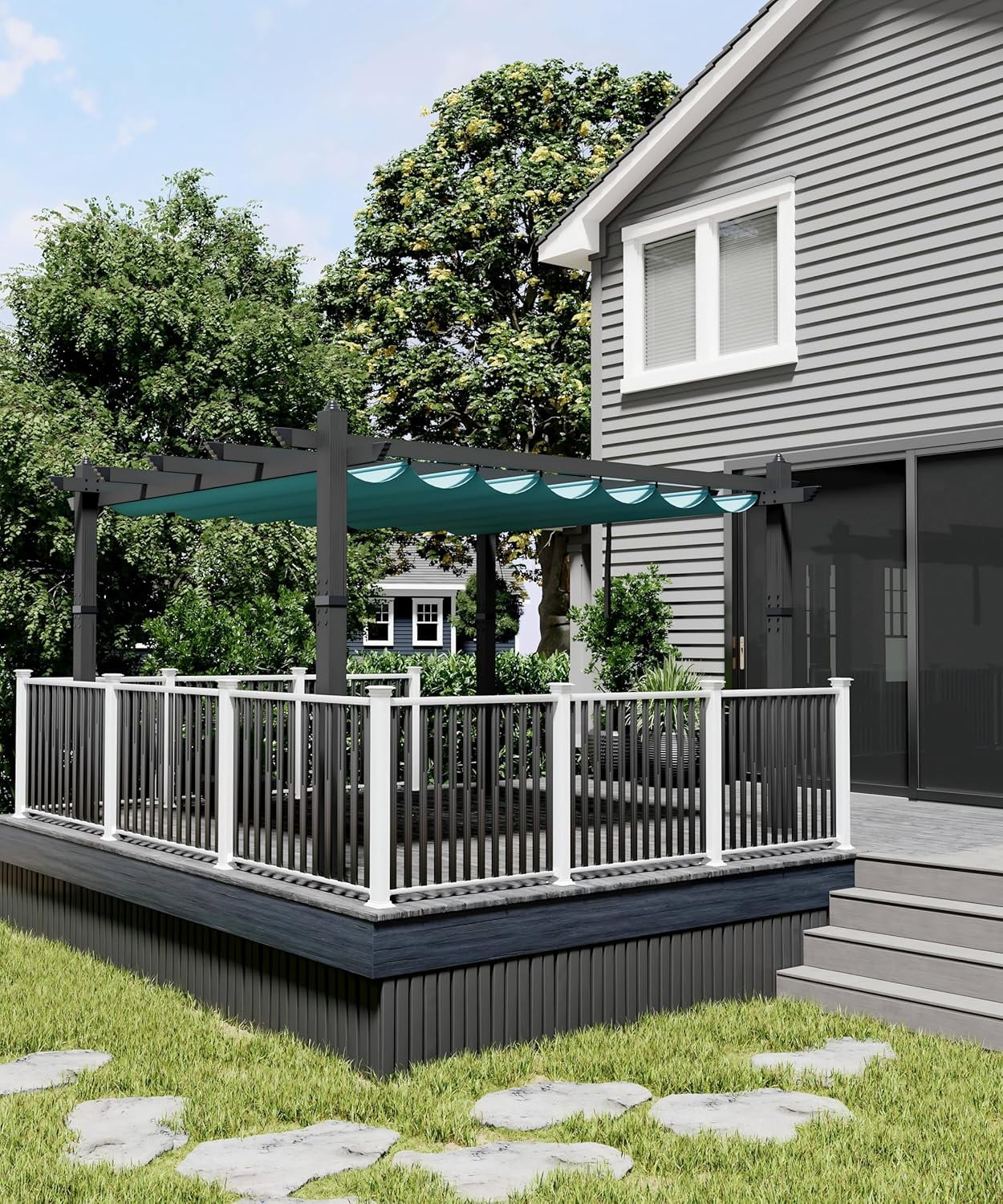 EastVita 10x10 Ft Aluminum Pergola,Outdoor Pergola with Adjustable Canopy,Reinforced Frame Metal Pergola for Backyard,Garden and Deck - Khaki - Image 21