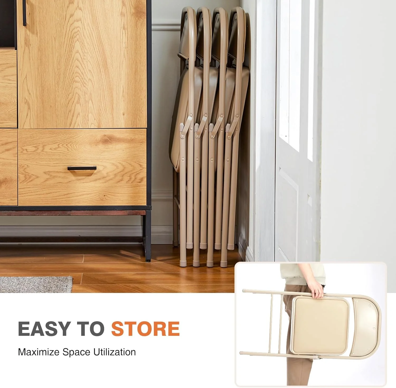 Sweetcrispy Folding Chair 12 Pack, Leather Padded Folding Chairs, Sturdy Metal Foldable Chairs