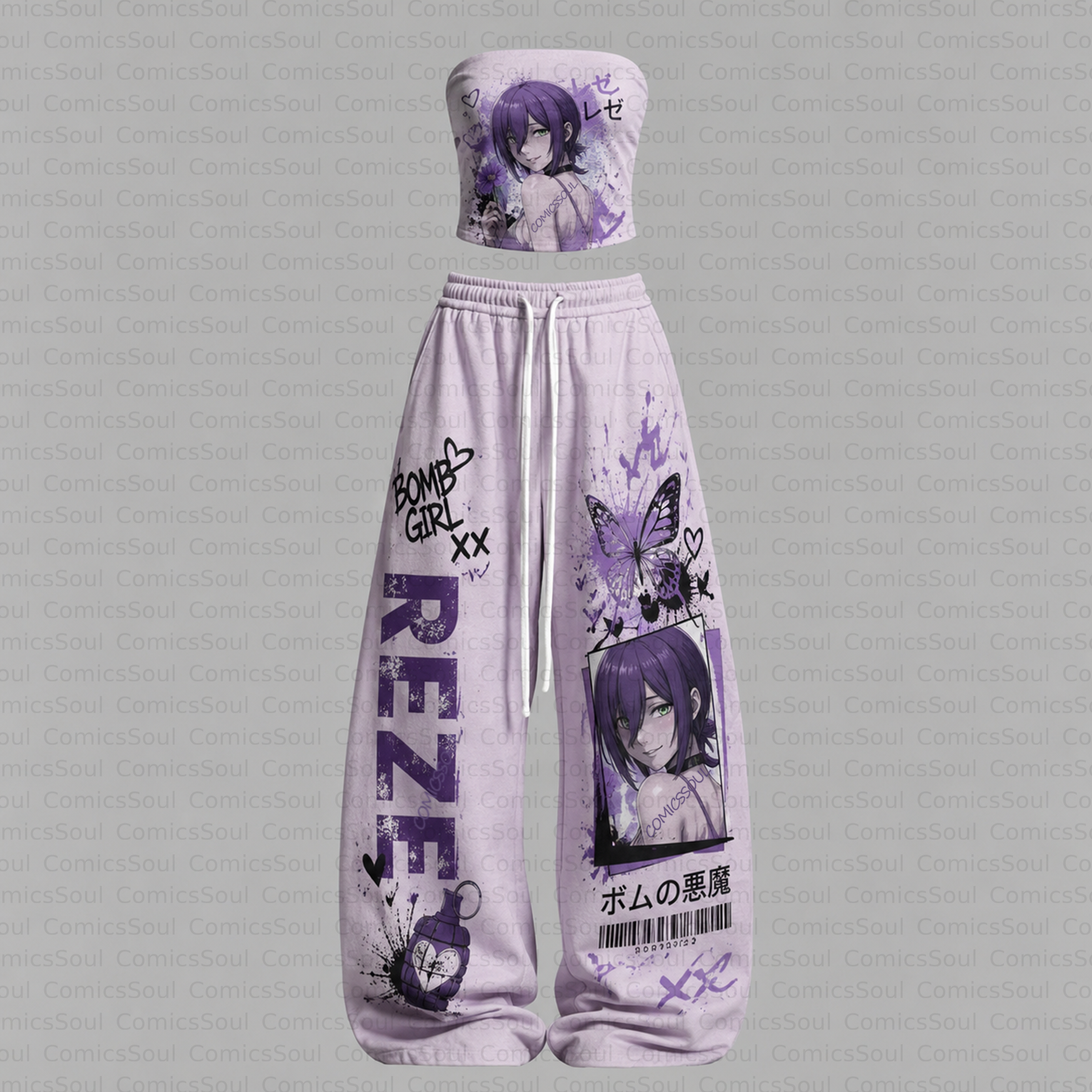Chainsaw Man Top  & Elasticated Trousers Two-Piece Set