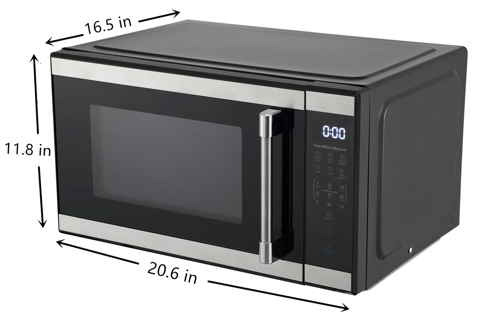 Hamilton Beach 1.1 Cu. Ft. Countertop Microwave Oven, 1000 Watts, White Stainless Steel