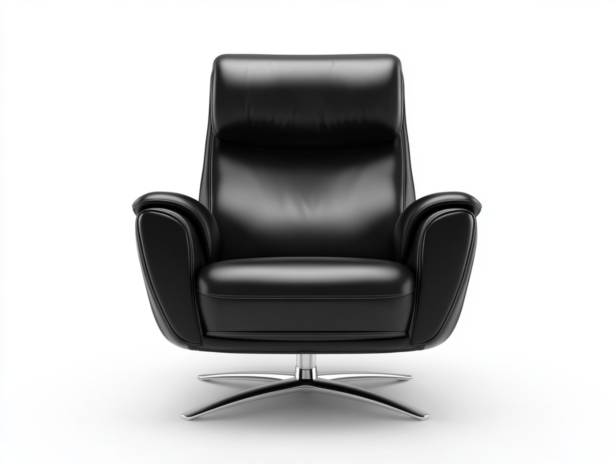 Sillón relax giratorio negro piel de becerro salón ergonómico 106 cm