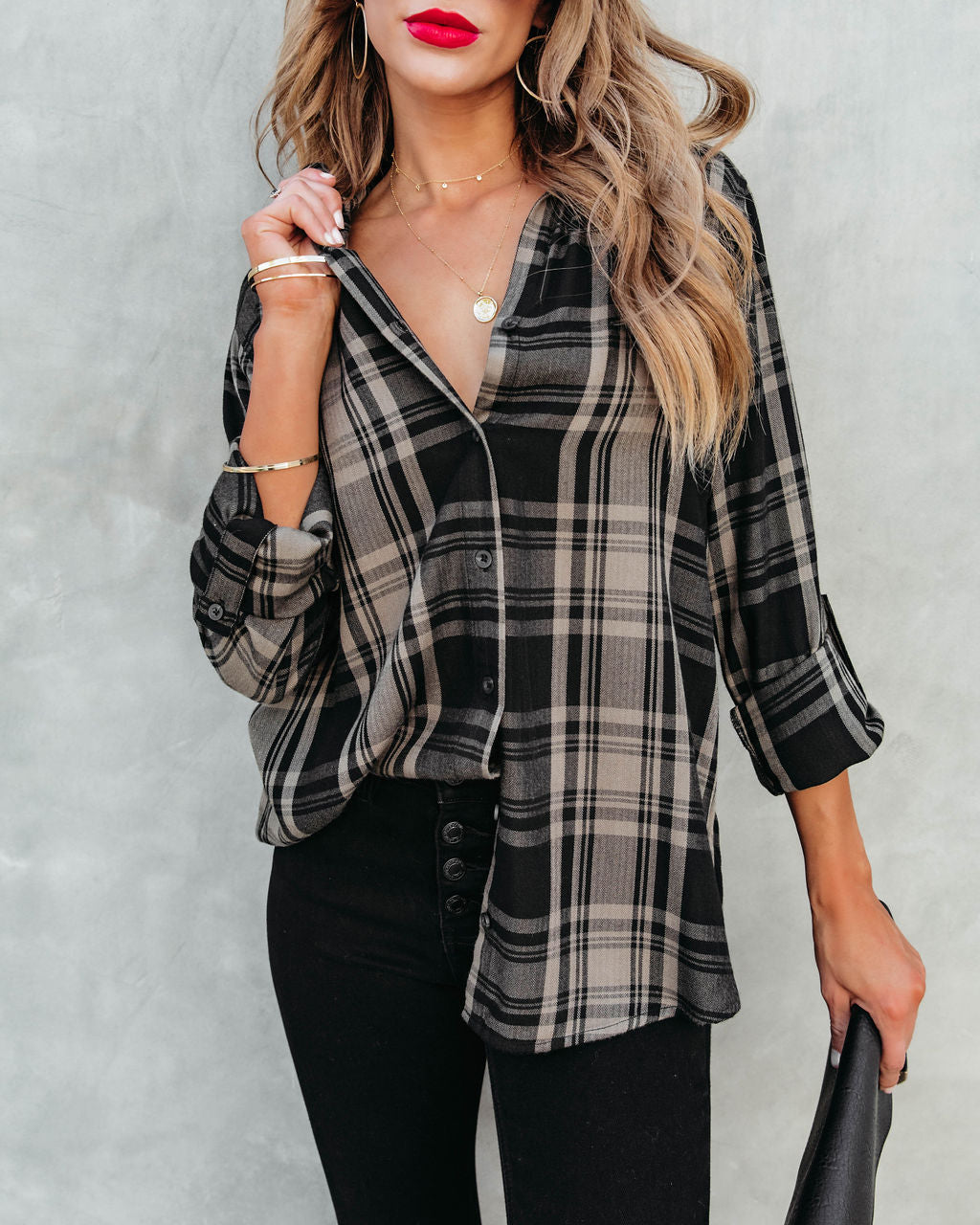 Seattle Plaid Button Down Top - Se7enfashion