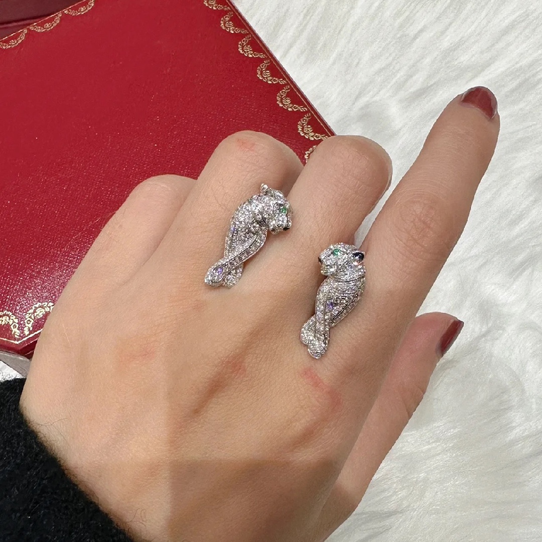 Cartier Full Paved Diamond Leopard Stud Earrings - Original Replica Club