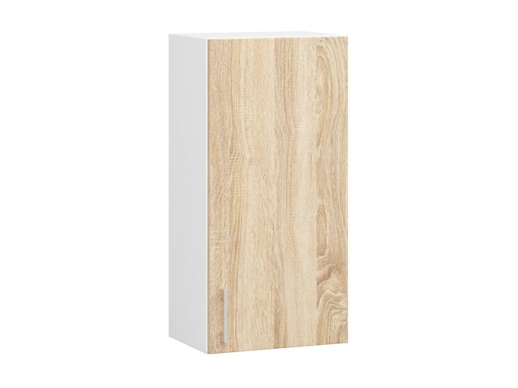 Armario colgante de cocina Mubdelu W40 sistema LIMA Blanco 40 cm 1 puerta color Roble Sonoma mate 2 estantes 40x30,5x72 cm