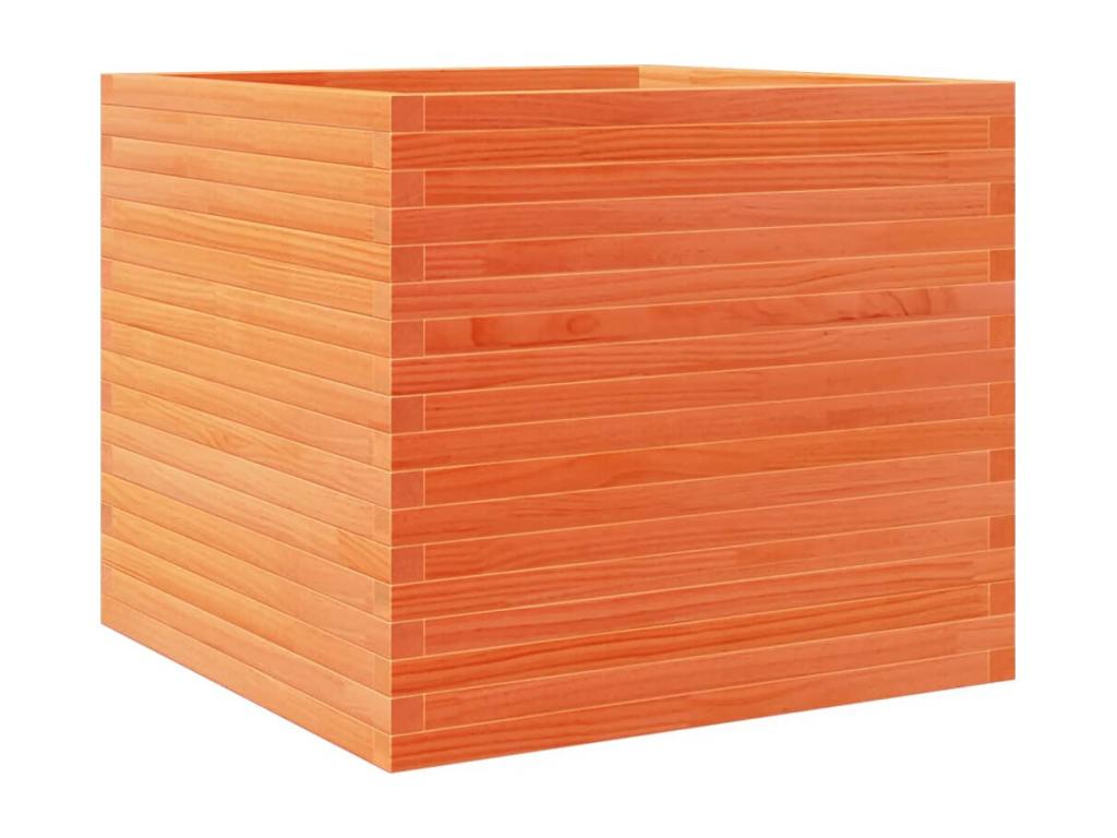 Jardinera madera maciza de pino marrón cera 80x80x68,5 cm