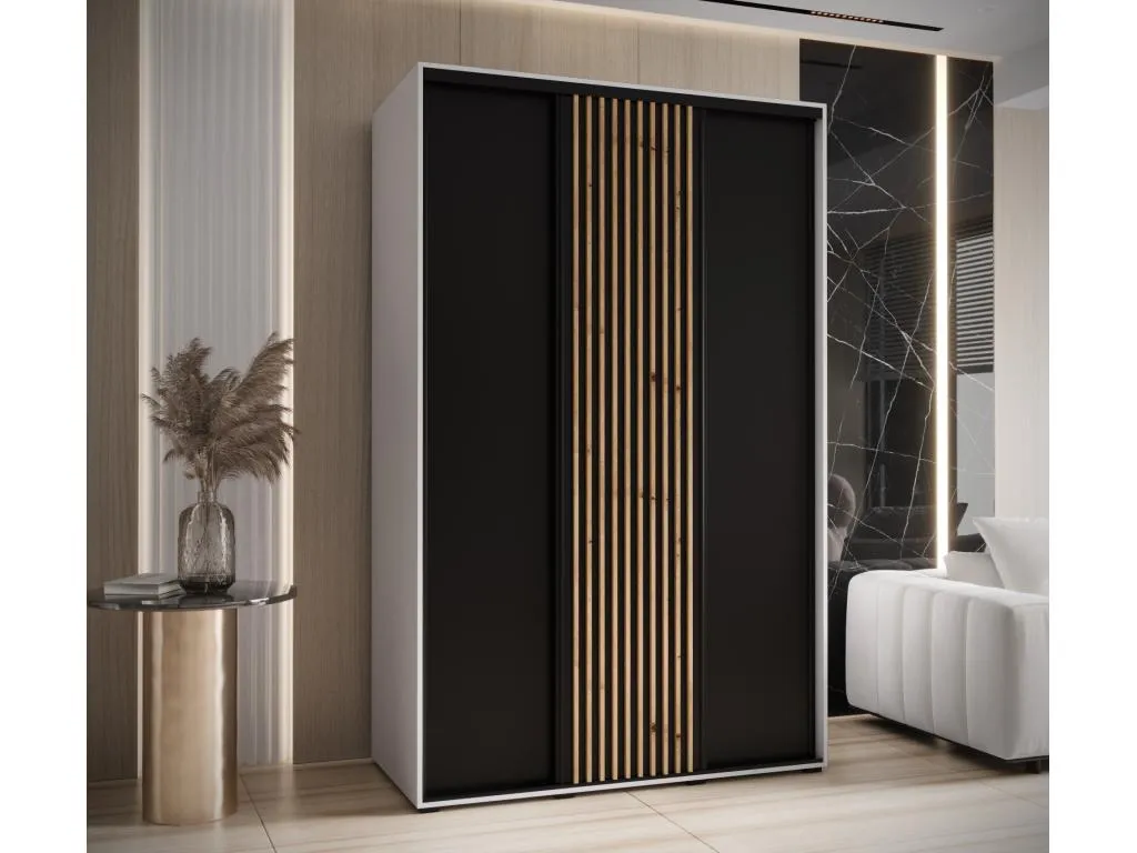 ARMARIO Mobtrendy 1 DE PUERTAS CORREDERAS 205.2/150/60 3 puertas (blanco/negro) zarv88060