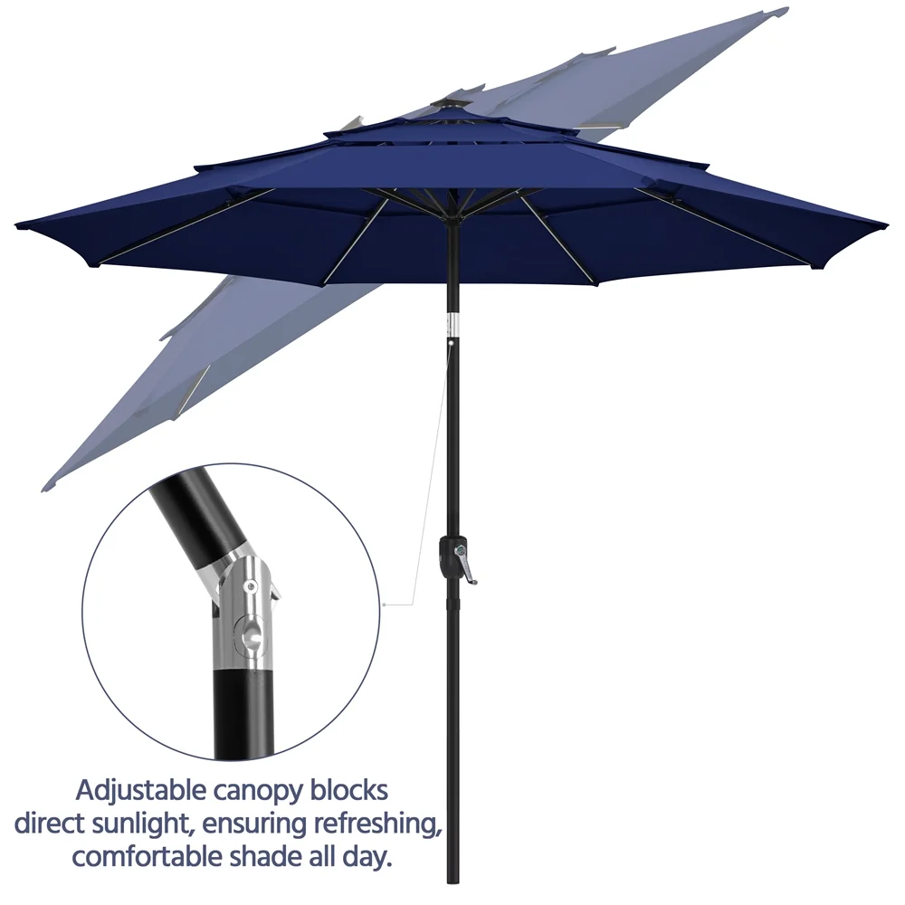 Renwick 10 Ft Outdoor Patio Parasol with Color-Changing LED Strip, Tan - Image 18