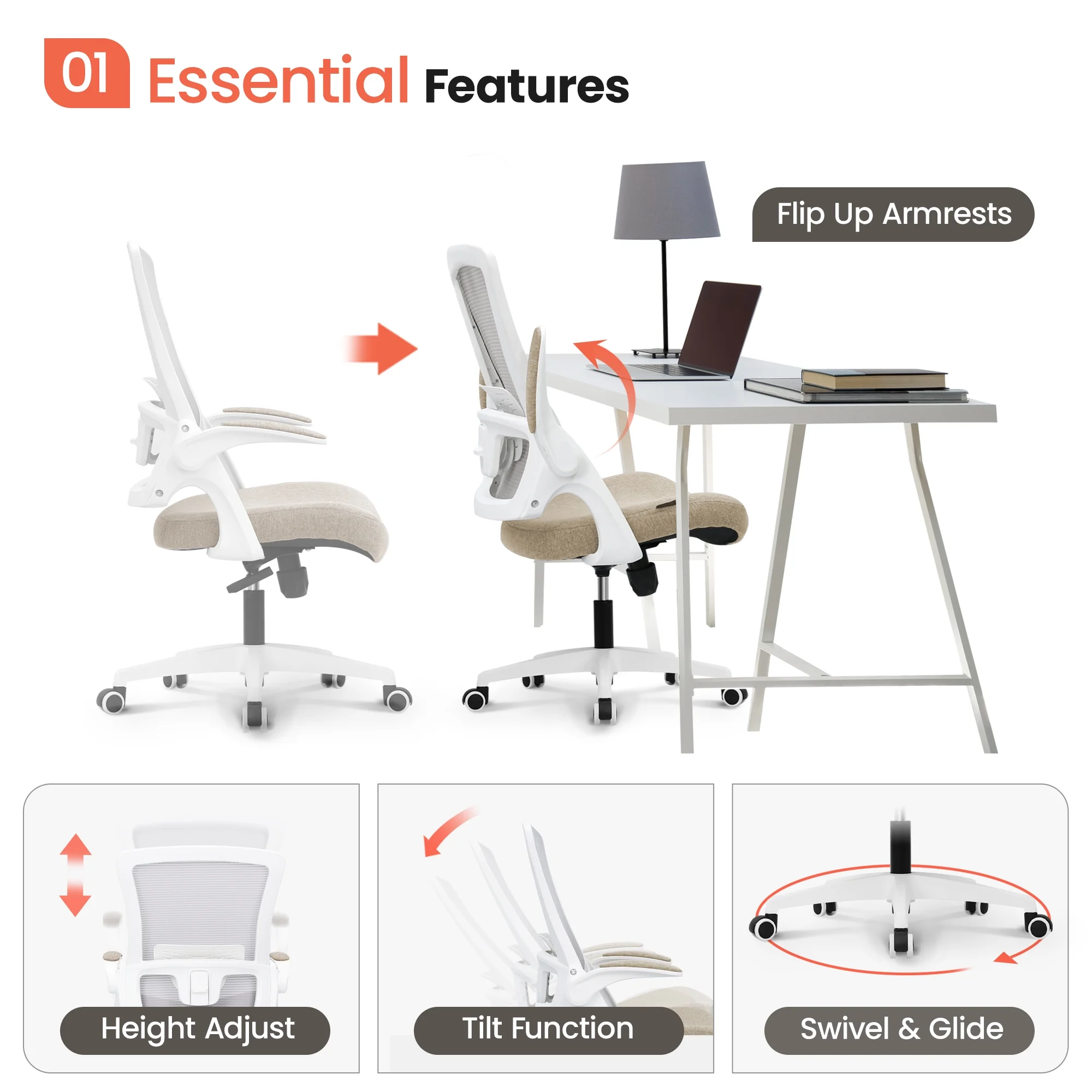 NEO CHAIR Ergonomic Office Chair, Adjustable High Back Mesh Desk Chair with Flip-up Arms, Black - Image 18