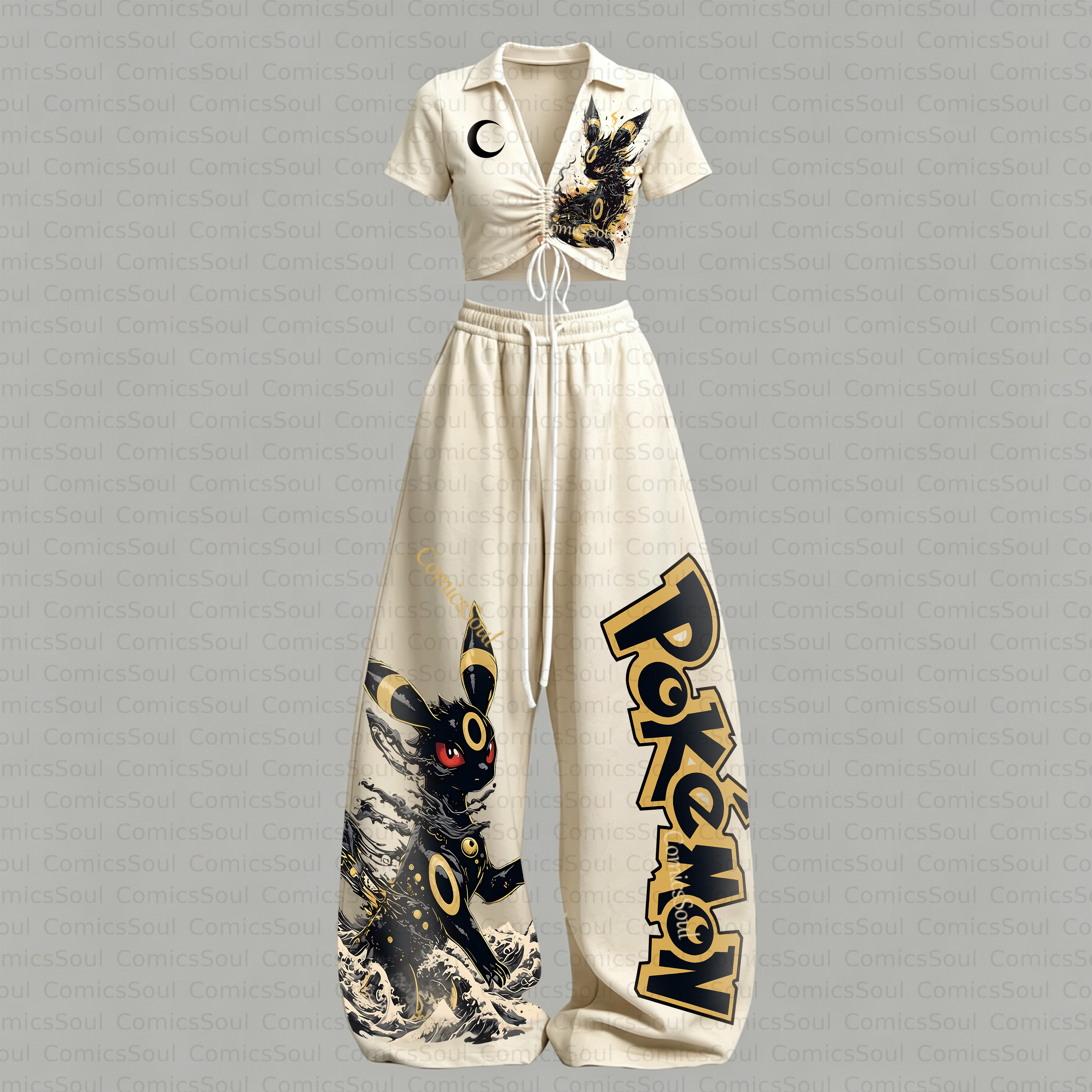 Pokémon Drawstring Short Sleeve Top & Long Pants Two-Piece Set