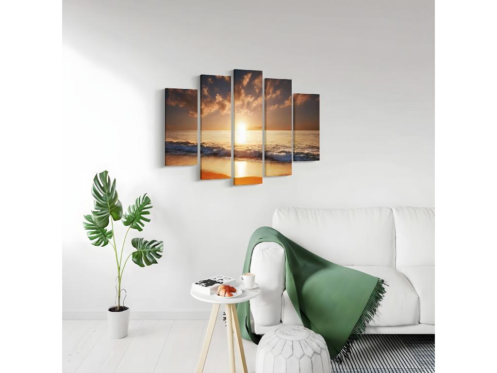 Impresión sobre Lienzo Puesta de Sol sobre el Mar 2, Multicolor, 100x3x60 cm, Tucasago