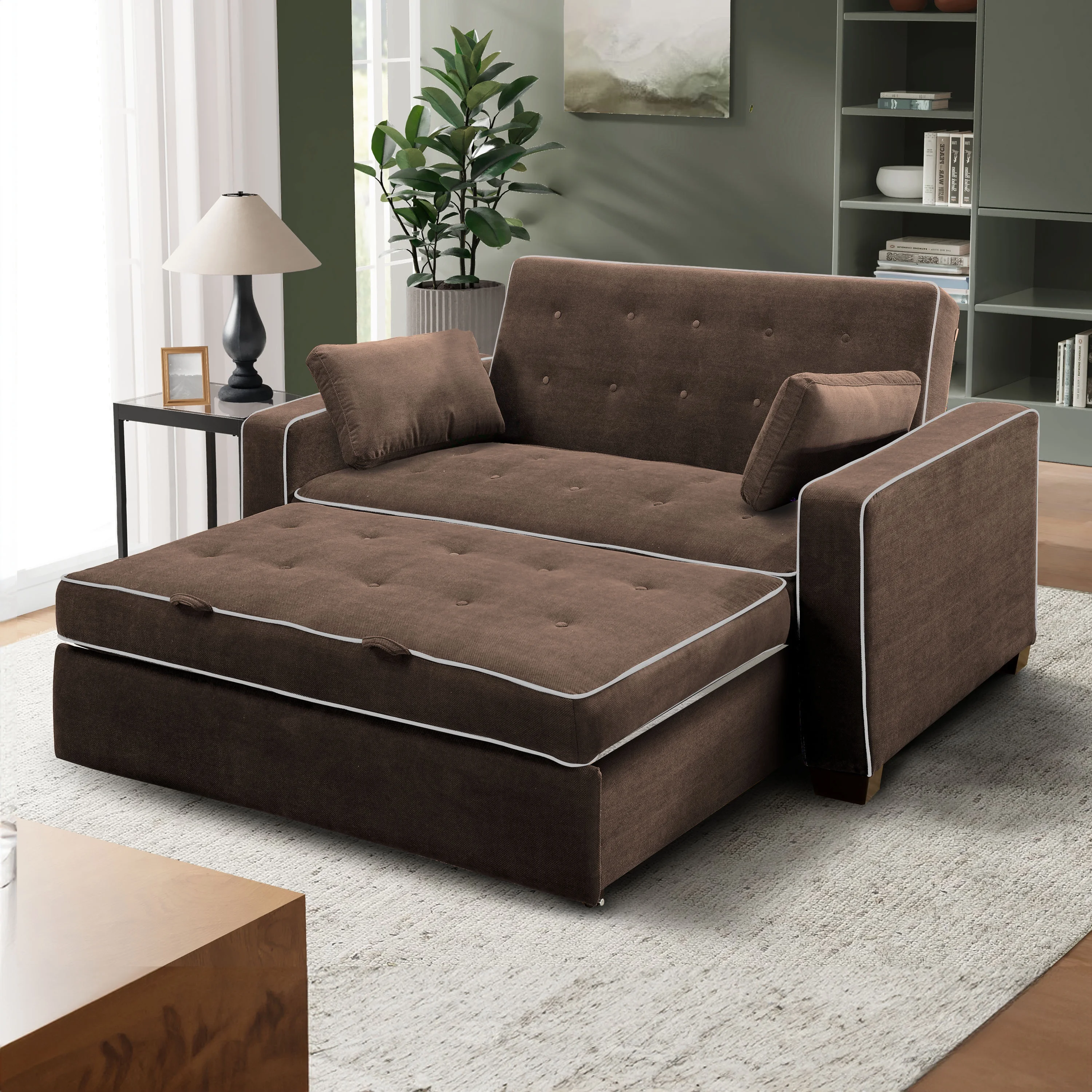 Serta Dream Convertibles Monroe Modern Polyester Convertible Queen Sofa Bed with Pillows Grey - Image 69