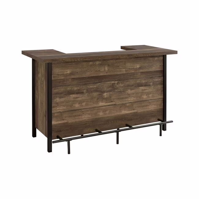 71 Inch Rectangular Home Bar Serving Unit Storage Shelves 2 Tiers Brown - Image 5
