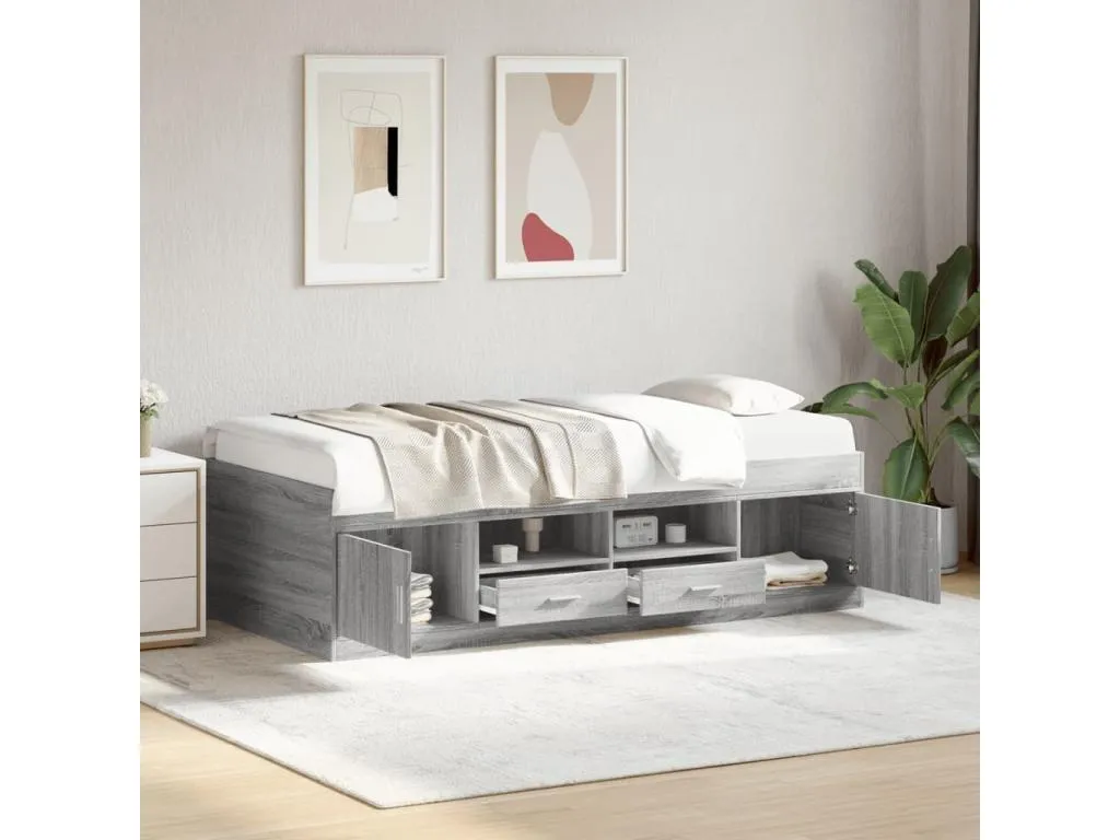 Sofá cama con cajones sin colchón gris Hogarve 75x190 cm 27863azzz