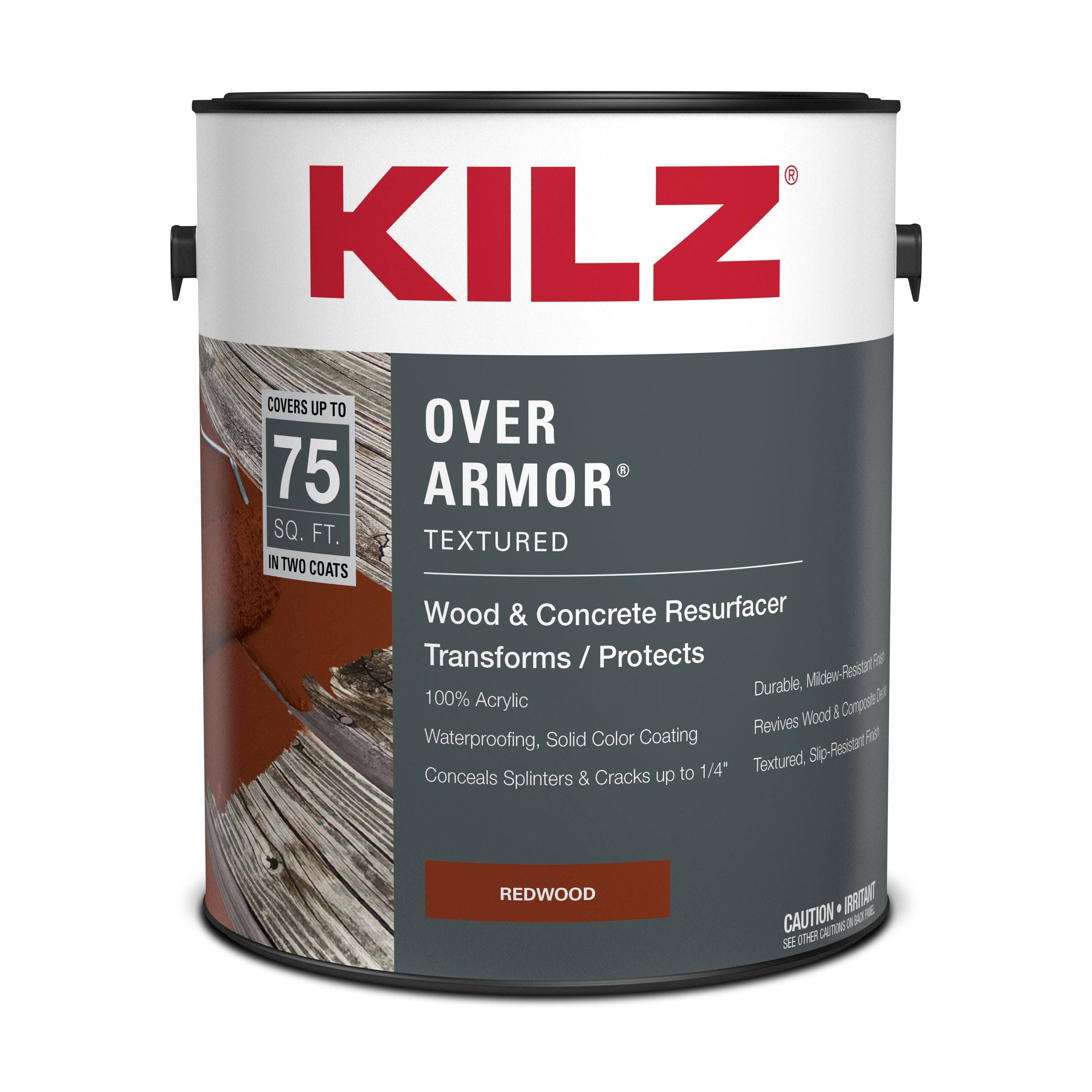 Kilz Over Armor Textured Wood Concrete Coating 1 Gallon Redwood(Textured, Redwood)