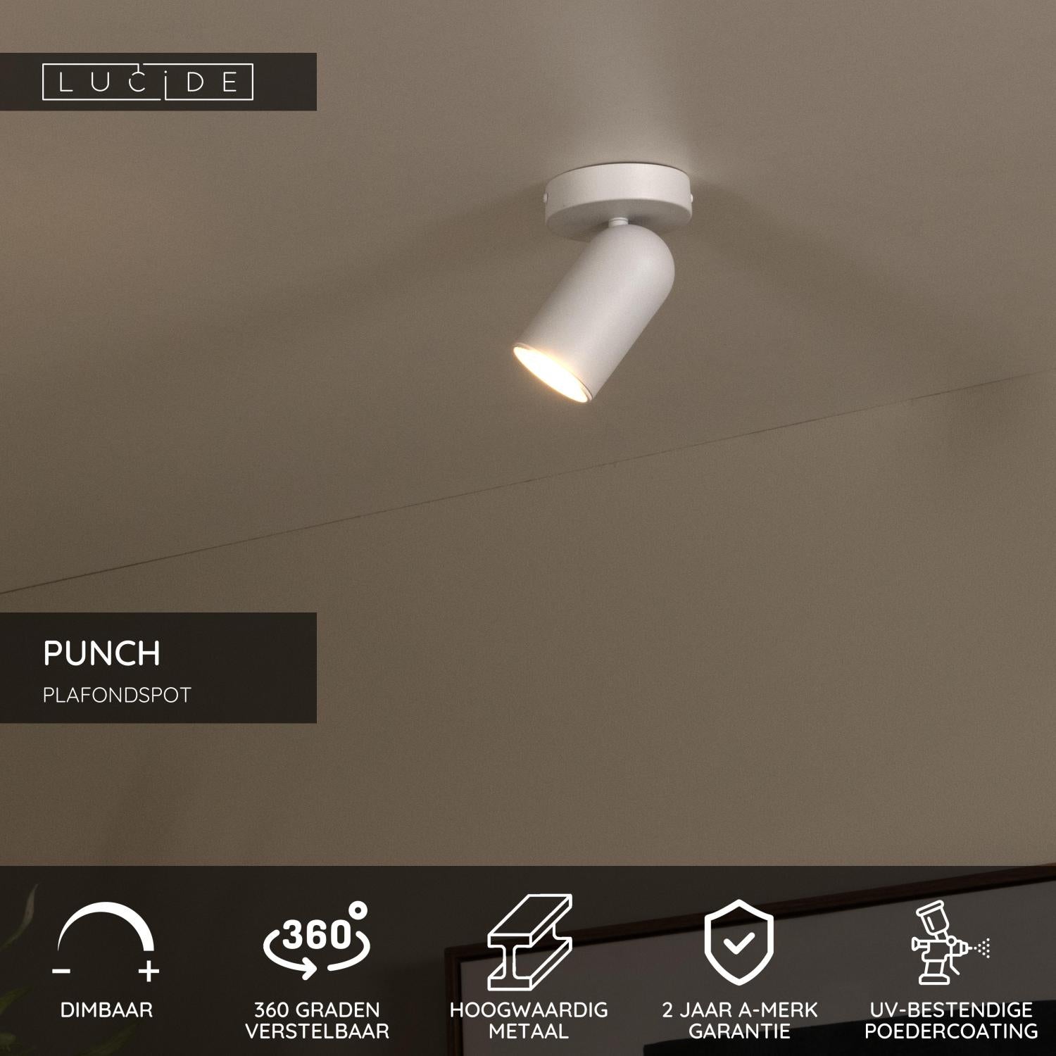 Lucide PUNCH Plafondspot - Wit