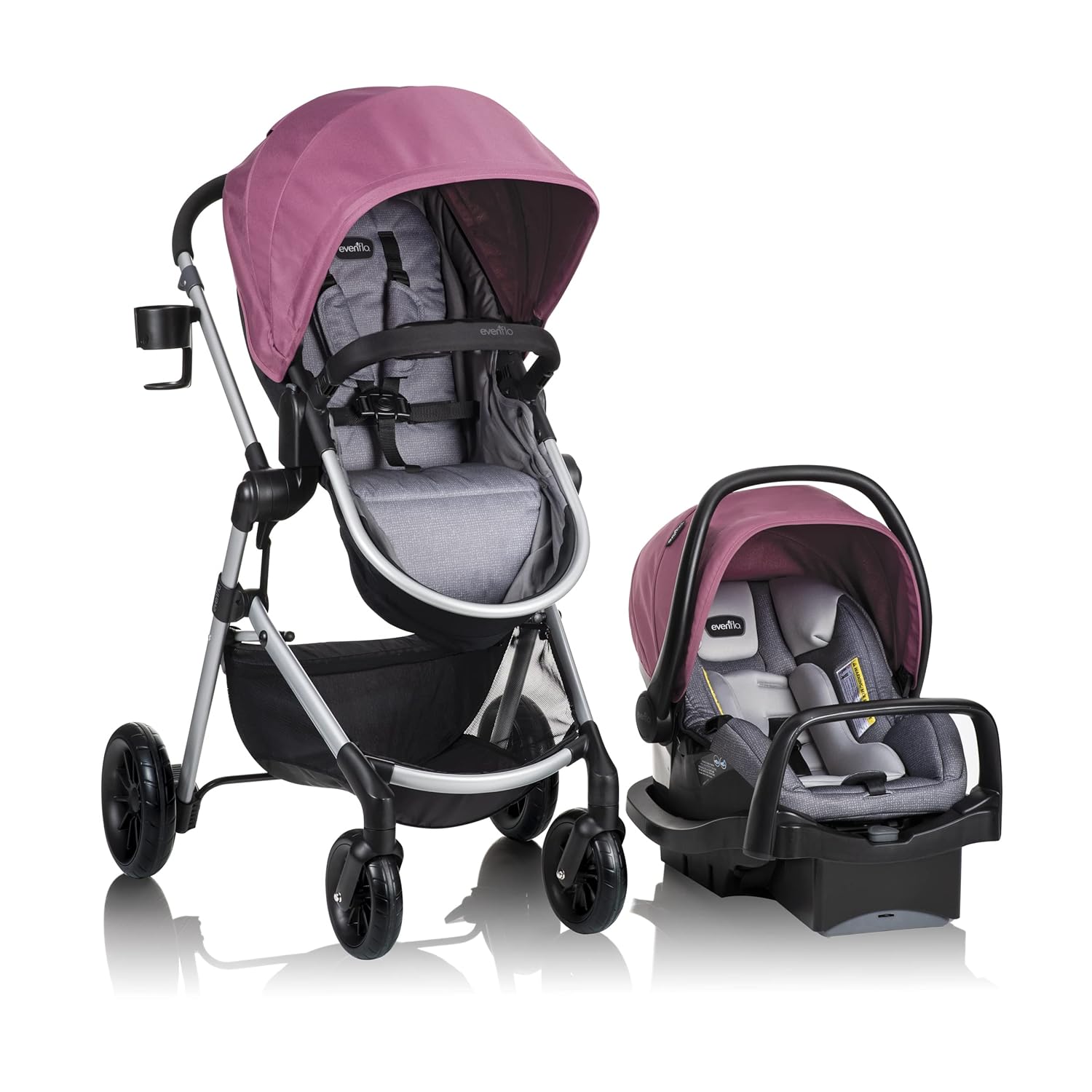 WAYFAIR Evenflo Pivot Modular Travel System With LiteMax Infant Car Seat With Anti-Rebound Bar (Casual Gray)