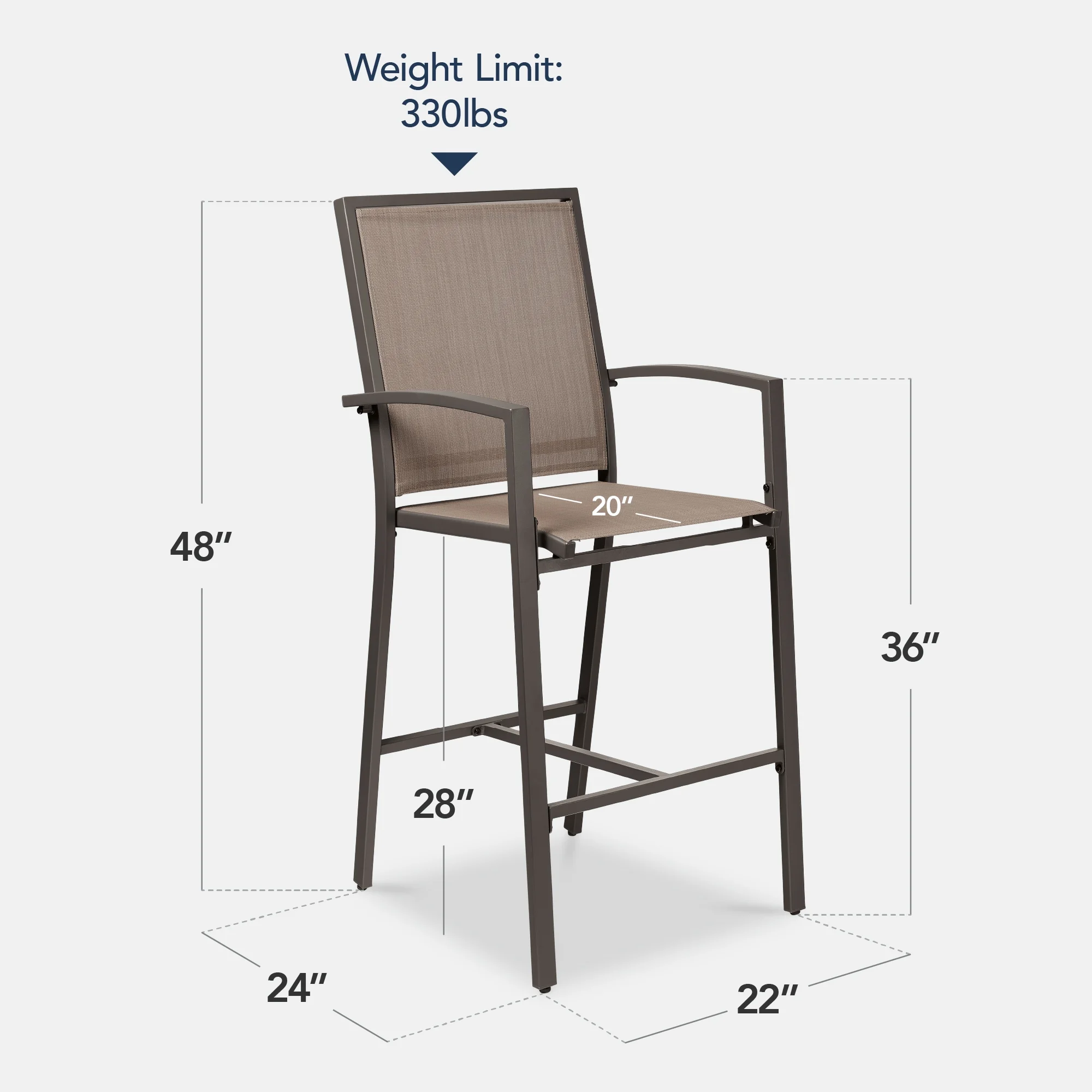Best Choice Products Outdoor Barstools Set of 2, Bar Height Patio Chairs w/ All-Weather Mesh - Black/Black - Image 15