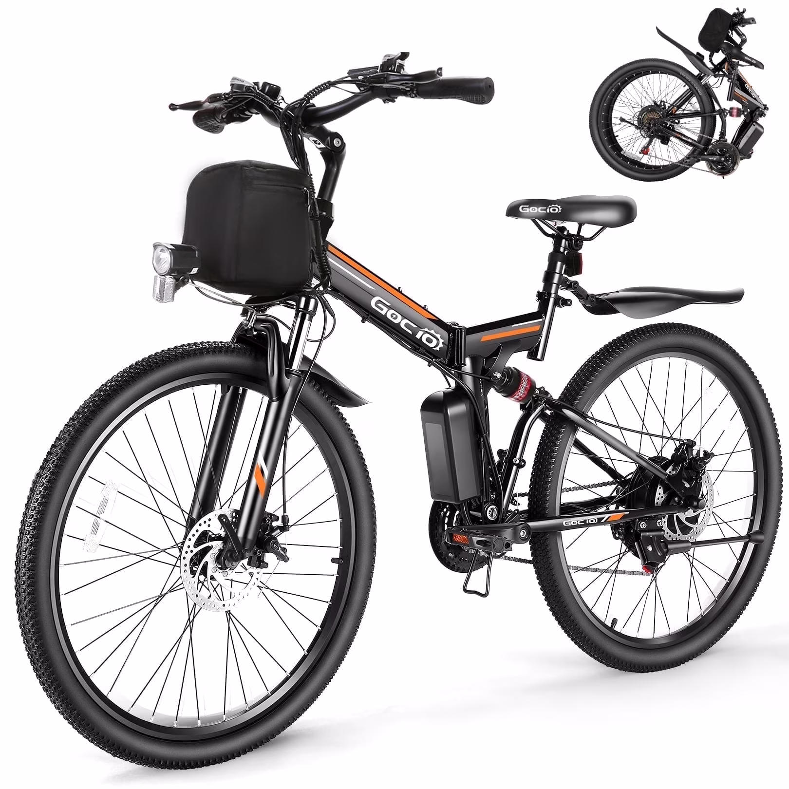Gocio 26" Folding Electric Bike for Adults, 500W Electric Mountain Bike, Dual shock absorbers, 48V 7.8Ah Battery, Shimano 21 Speed, UL2849 - Image 3