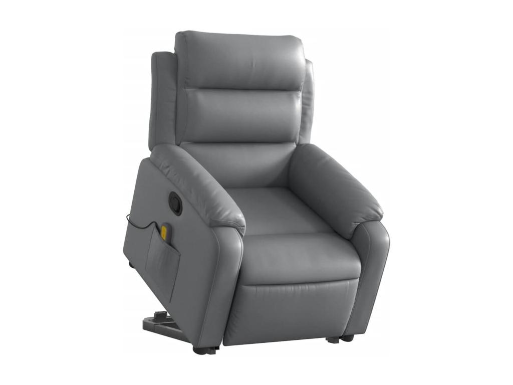 vidaXLSillón reclinable de masaje de pie cuero artificial gris