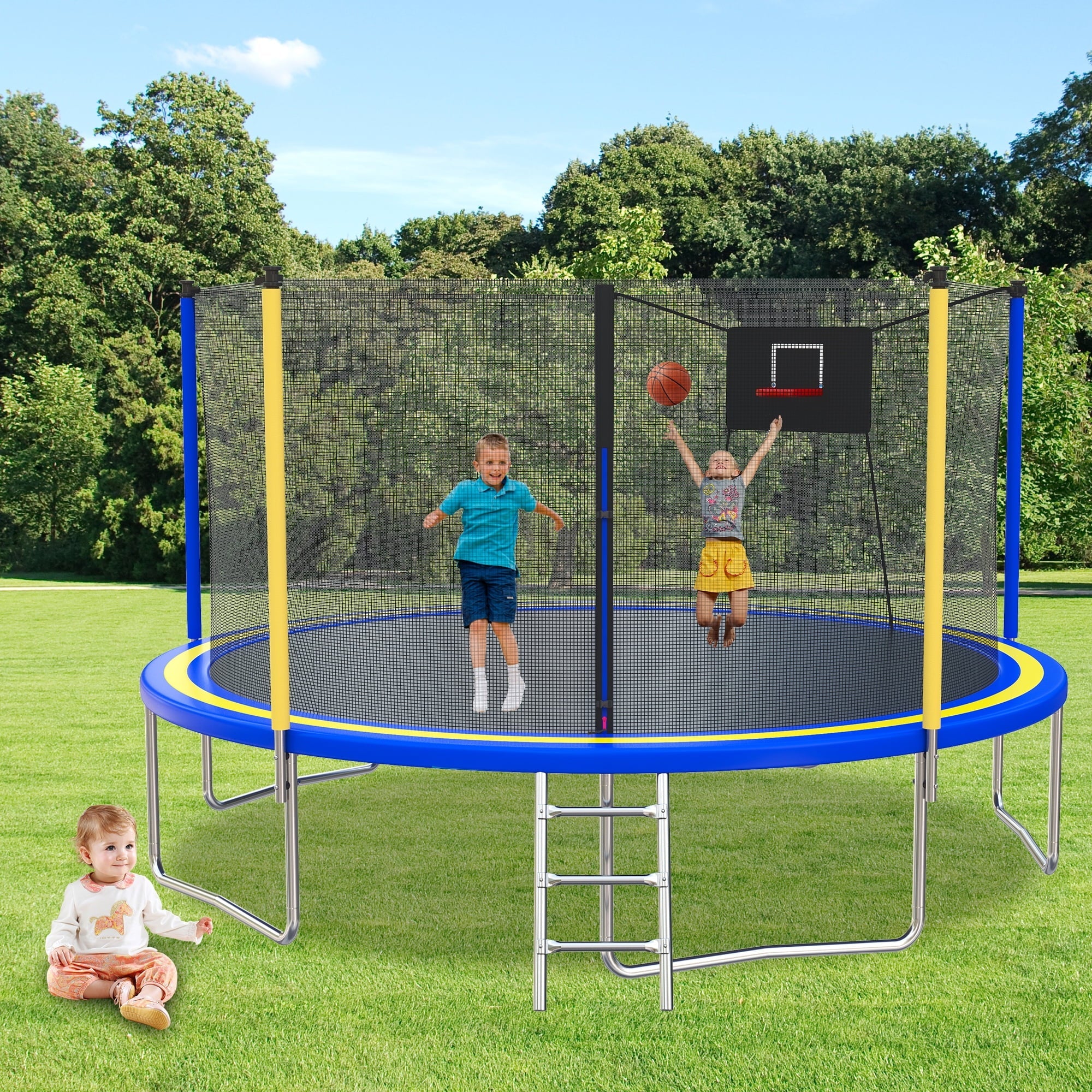 SHINPT 14ft Outdoor Trampoline With Safety Net, Basketball Hoop And Ladder - Image 19 SHINPT 14ft Outdoor Trampoline With Safety Net, Basketball Hoop And Ladder - Image 19