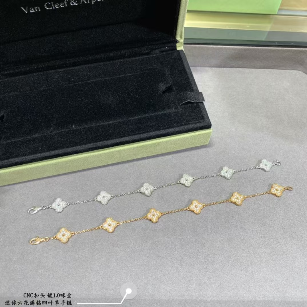 VCA Sweet Alhambra Full Diamond Bracelet, 6 Motifs - Original Replica Club