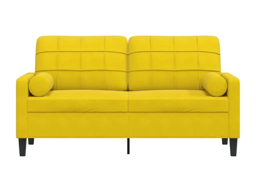 Sofá de 2 plazas con cojines terciopelo amarillo 140 cm colj95970