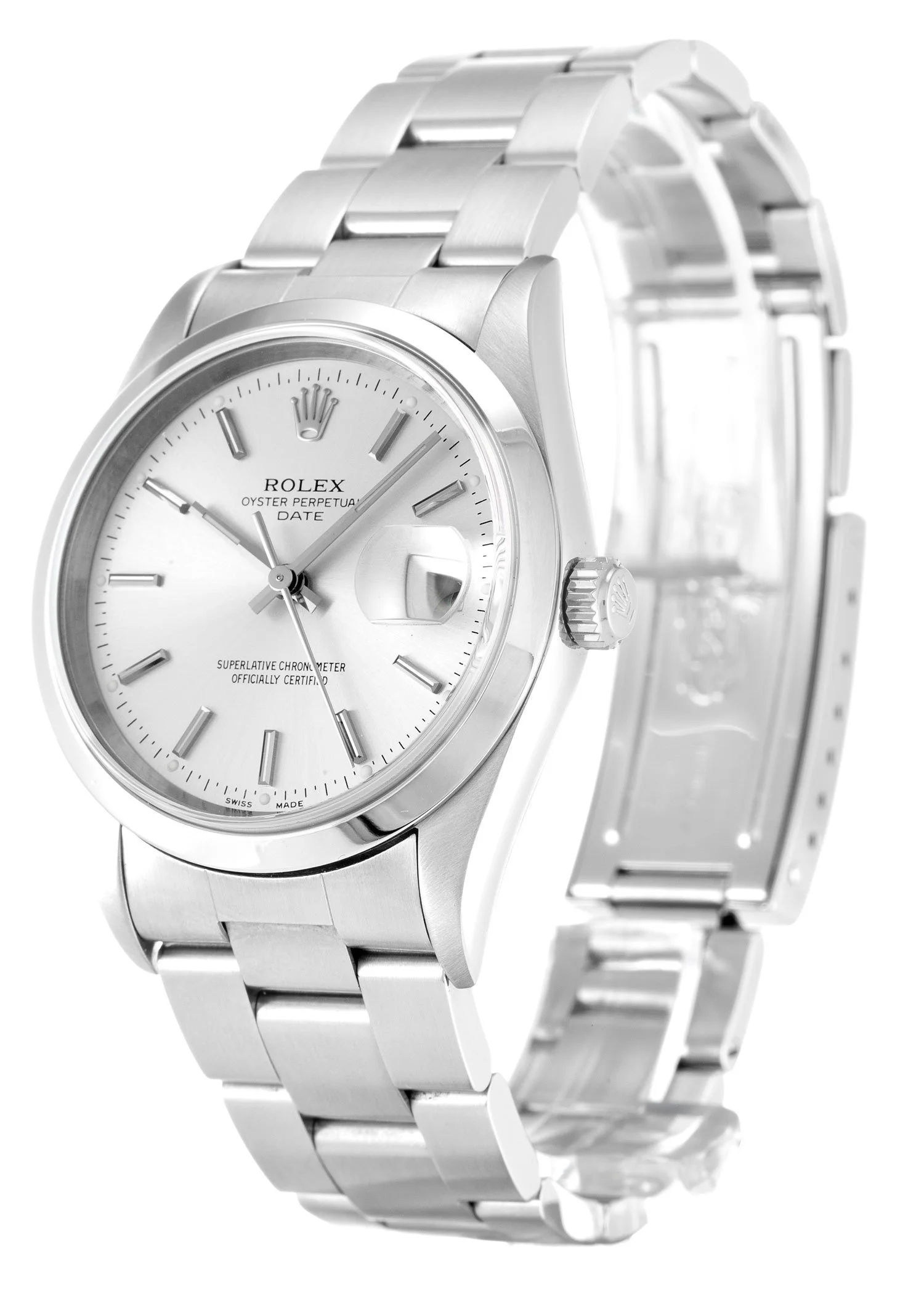 Rolex Oyster Perpetual Date 34mm Silver Dial 15200
