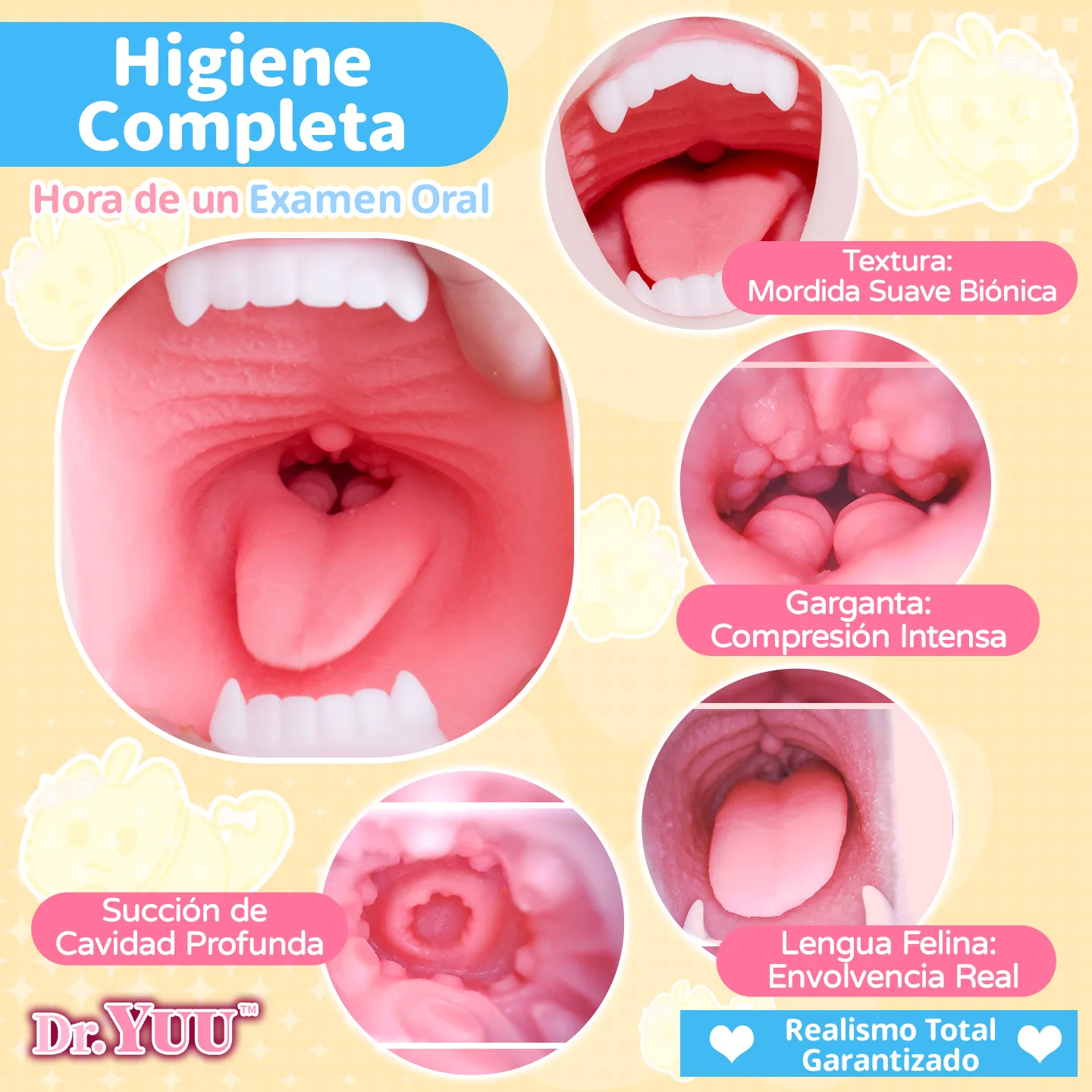 Anatomía biónica de mordida suave y cavidad profunda en el onahole oral de Dr.YUU