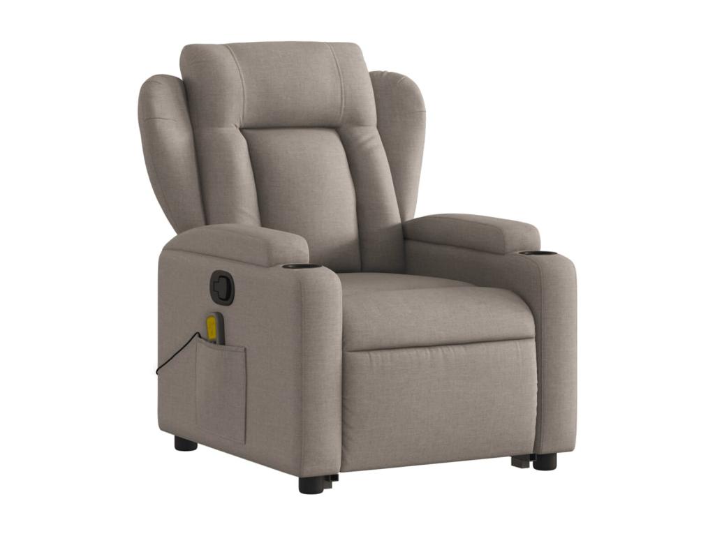 Sillón reclinable de masaje elevable tela gris taupé
