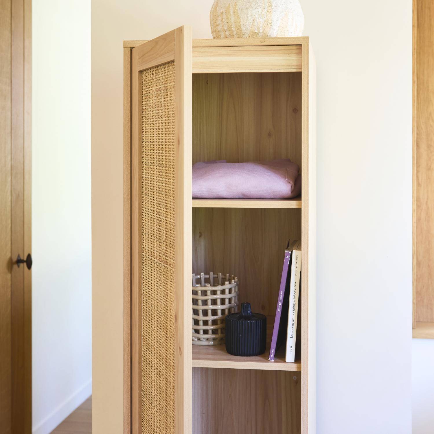Camargue - Armario vestidor efecto madera y caña con 1 puerta y 5 estantes