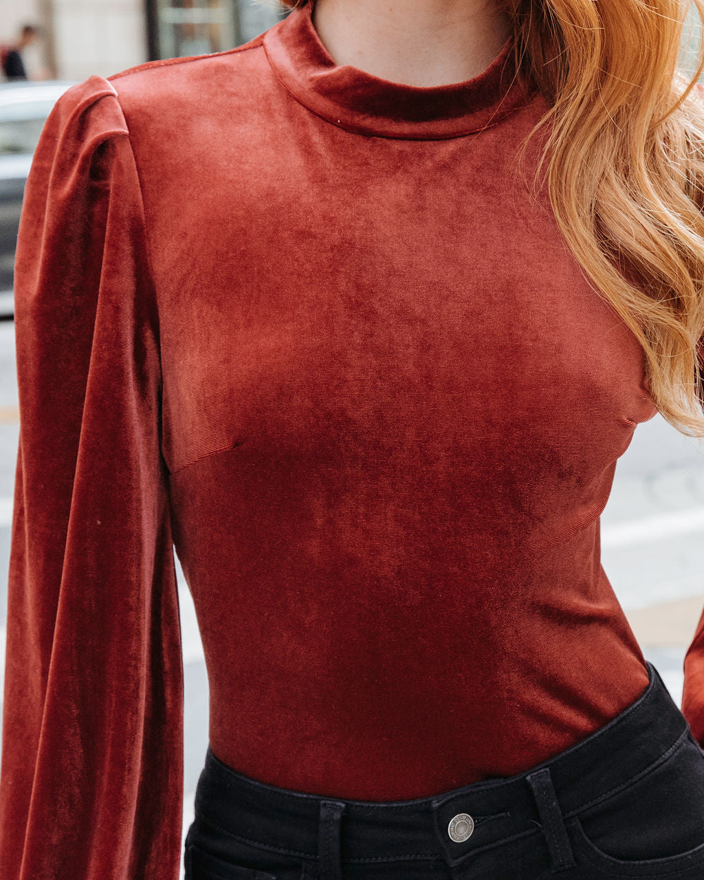 Levels Of Kindness Velvet Back Cutout Top - Rust - Se7enfashion