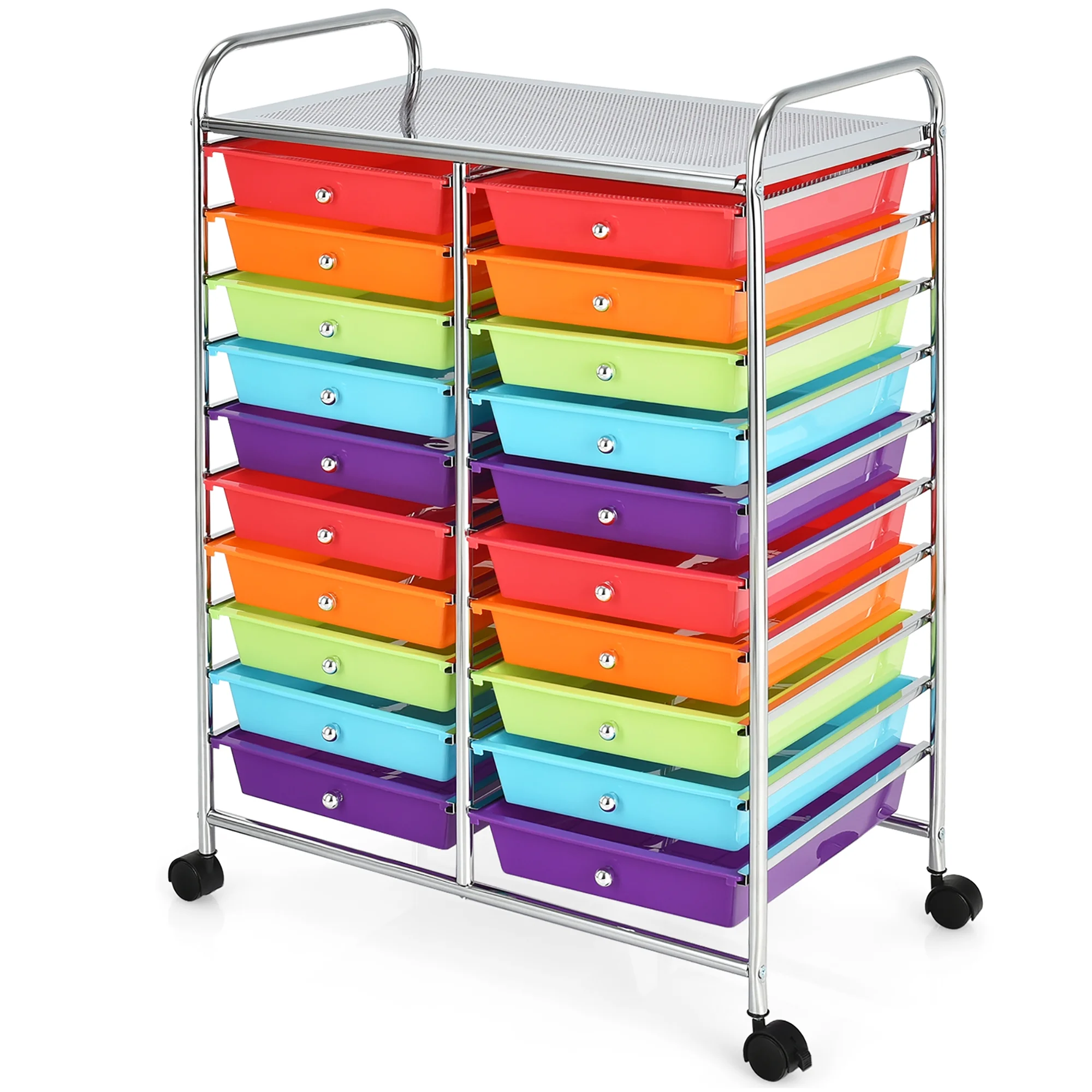 Costway 20 Drawer Rolling Storage Cart Tools Scrapbook Paper Office School Organizer Yellow - Image 119