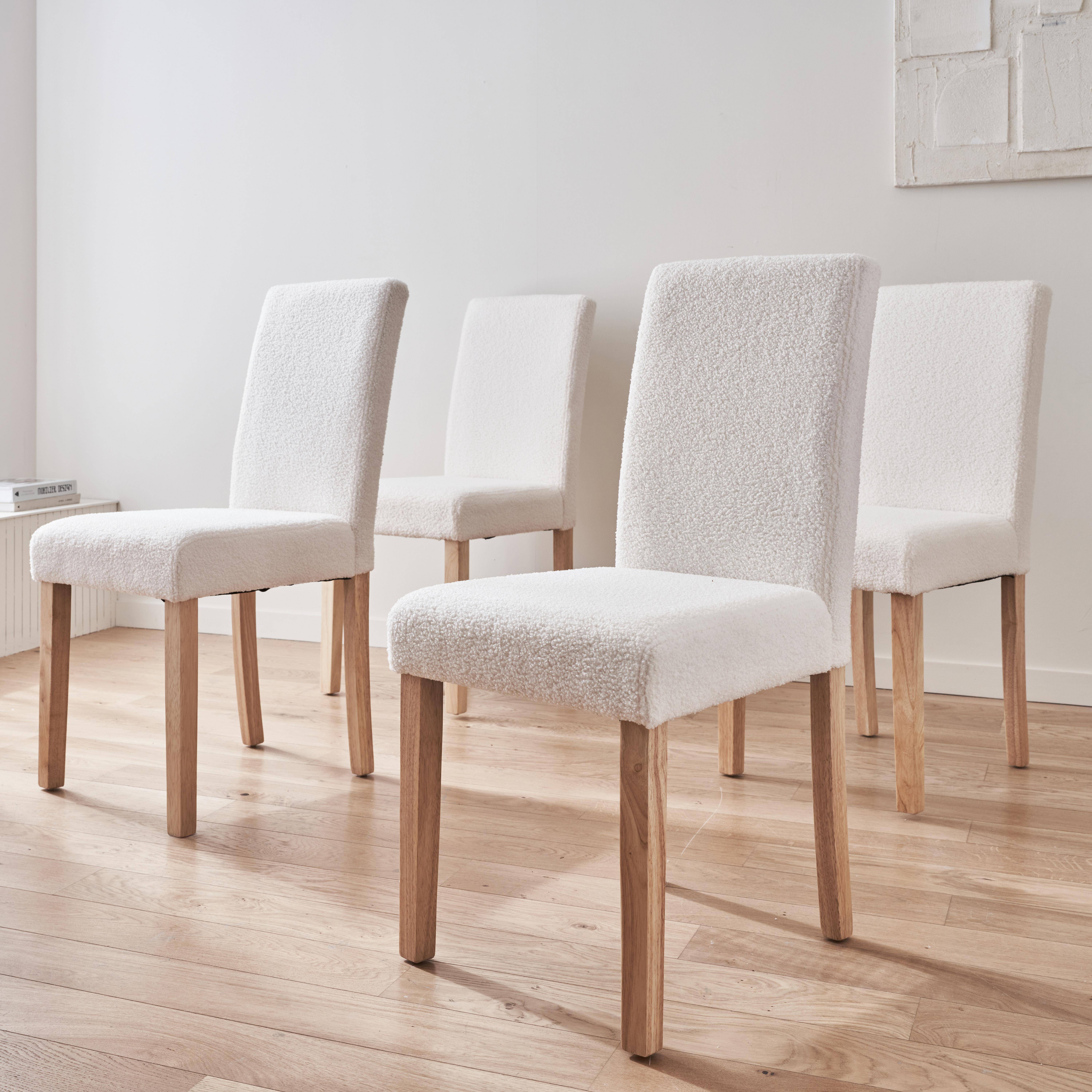 Rita - Silla de madera de hevea y borreguito, set de 4