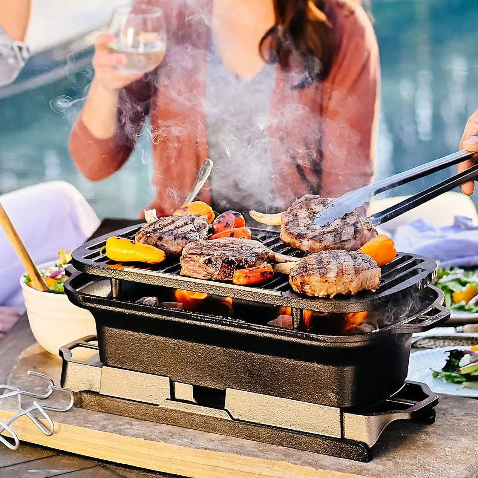 Lodge Cast Iron Seasoned Sportsman's Pro Charcoal Grill - Image 4