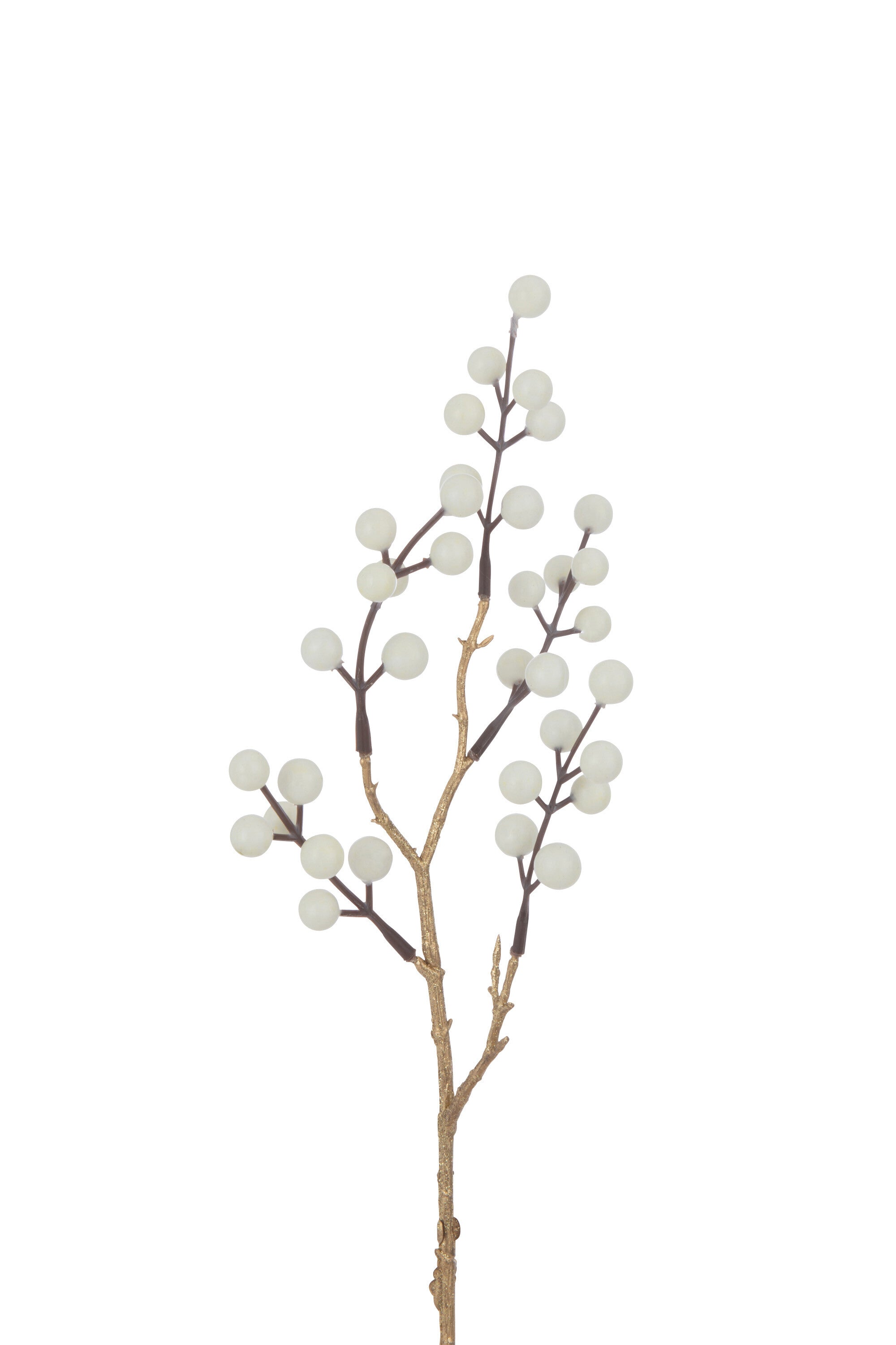 J-Line decoratie Tak Bessen - kunststof - creme goud - 24 stuks
