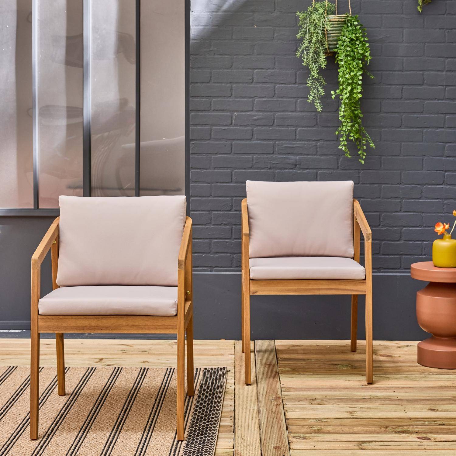 Zamara - Silla de jardín de madera de acacia, set de 2