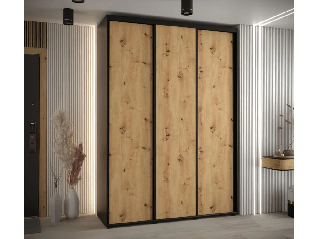 ARMARIO Habitarluz 1 DE PUERTAS CORREDERAS 235.2/170/60 3 puertas (Negro/Artisan/Negro) 44720AUNS