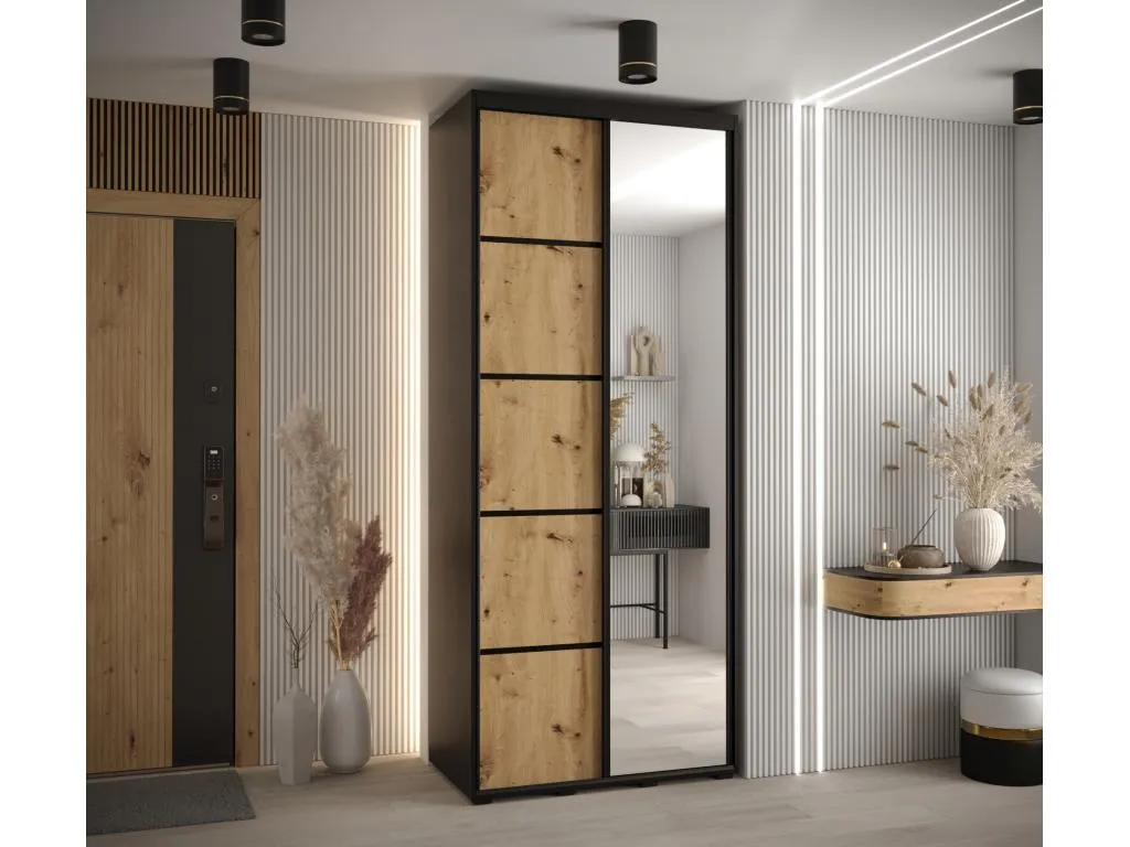 ARMARIO Sancaldeco 5 DE PUERTAS CORREDERAS 235.2/110/45 2 puertas (Negro/Artisan/Negro) 88859AKBM