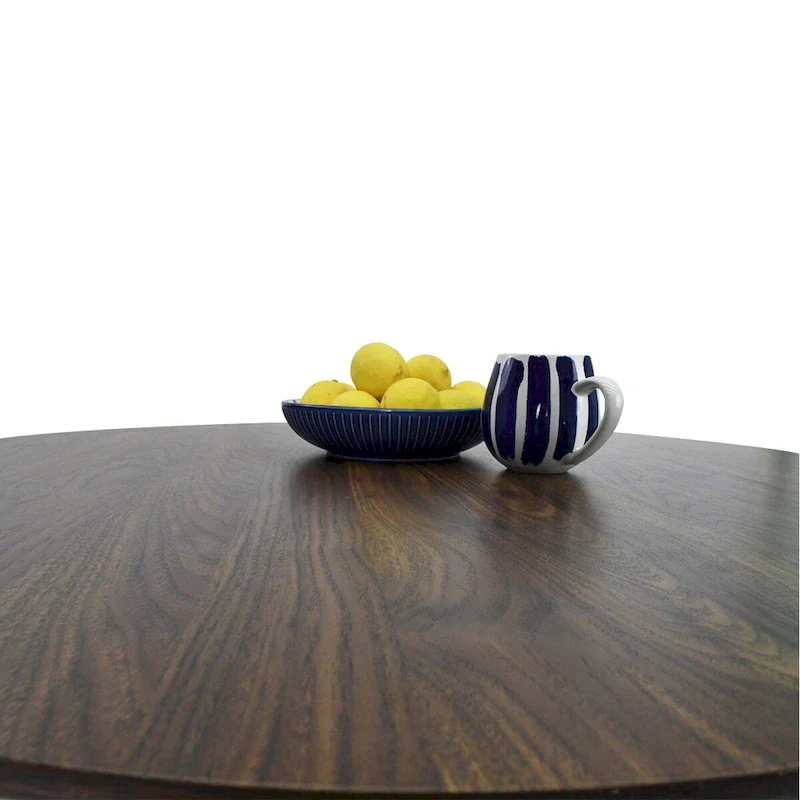 Round Walnut Finish Dining Table